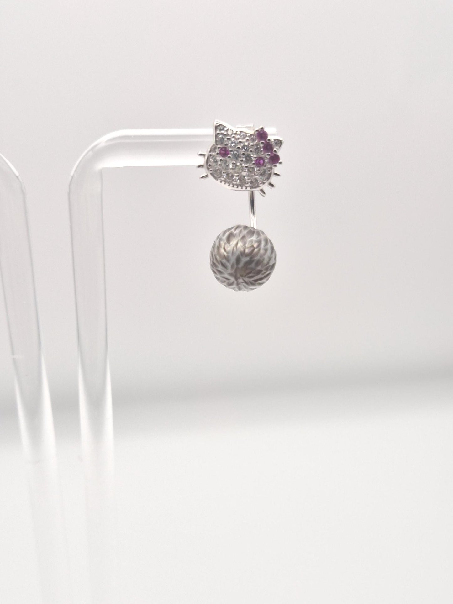 Hello Kitty Black Tahitian Stud Earrings - Sterling Silver