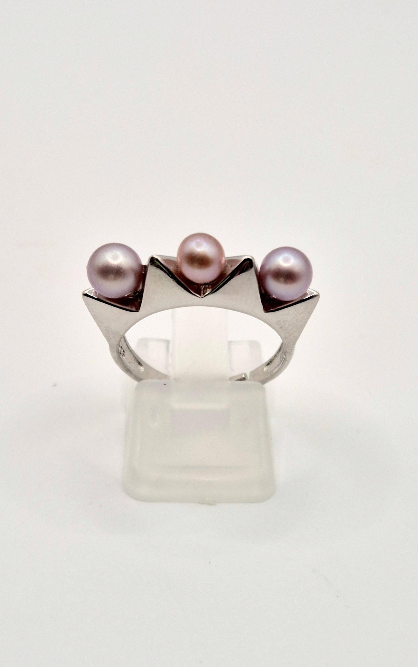 Industrial Spike Triple Pearl Ring