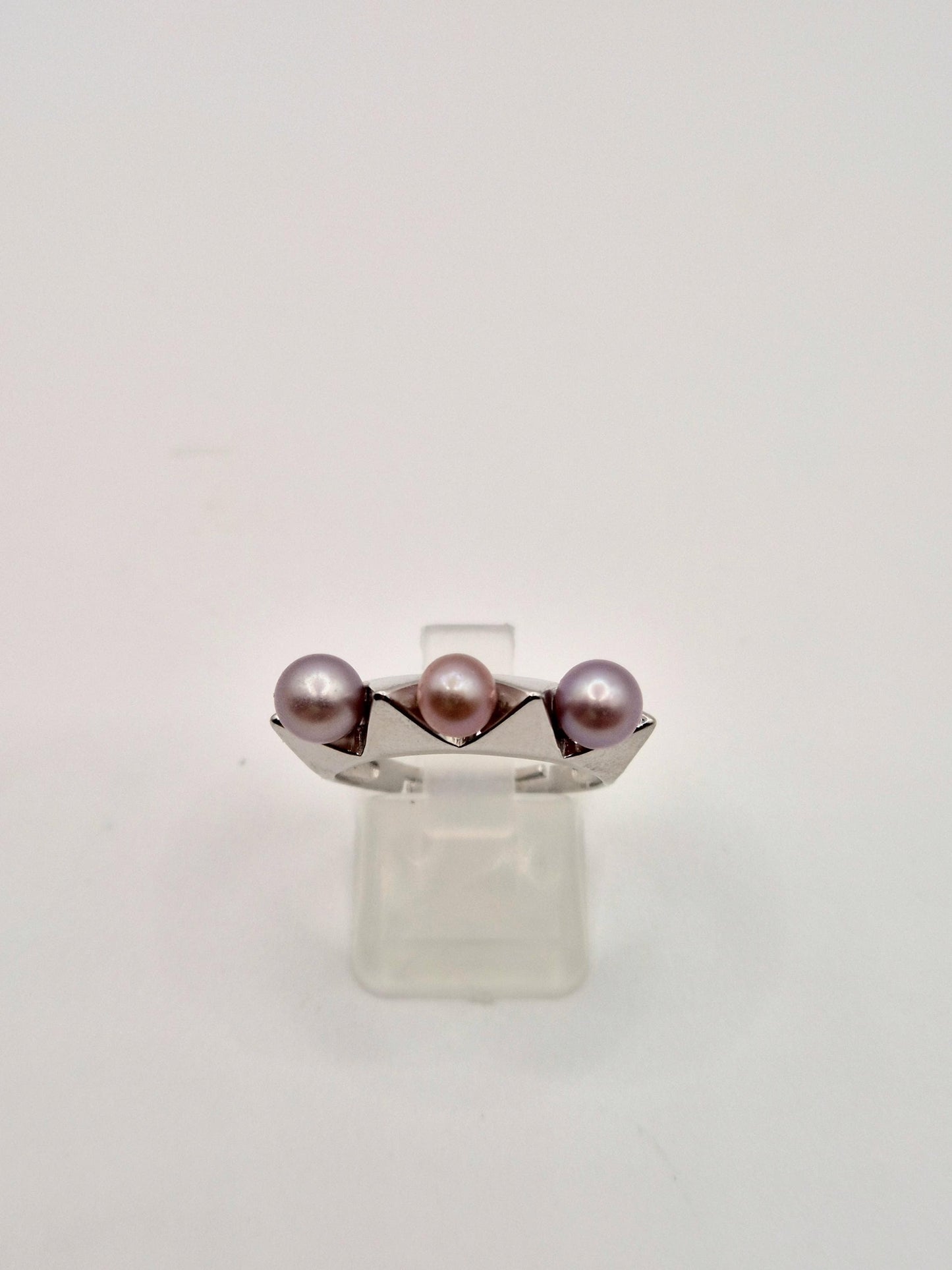 Industrial Spike Triple Pearl Ring