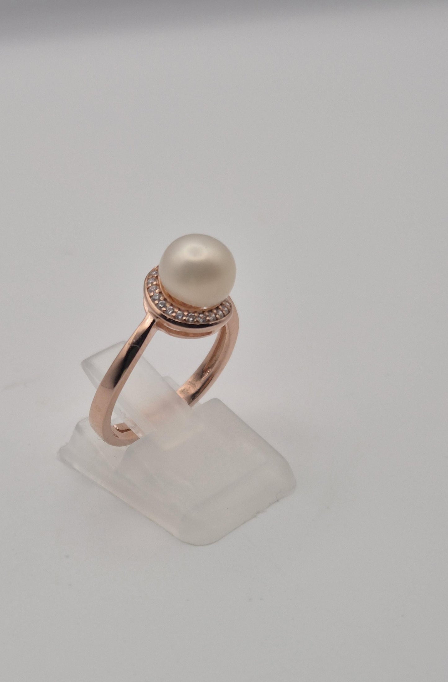 Rose Gold Pearl Swirl Ring - Sterling Silver
