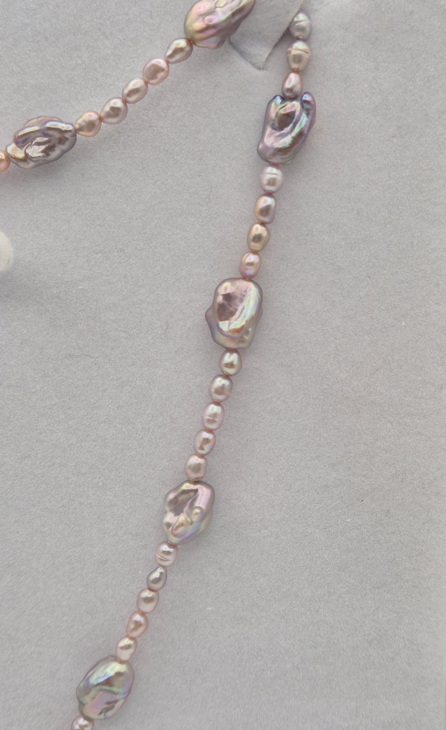 Adjustable Silver Snake Full String Pearl Necklace - Front Fastening