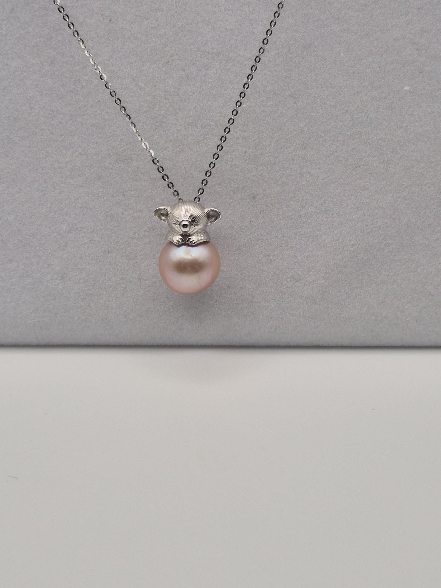 Sterling Silver Sleepy Koala Pendant with Edison Pearl
