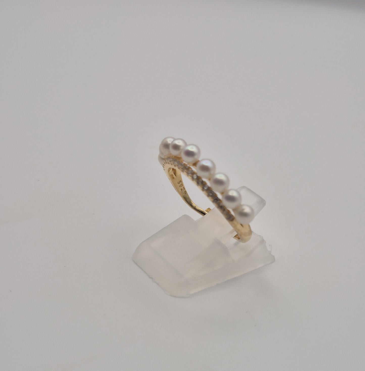 Golden Mini Pearl Cluster Ring - Sterling Silver
