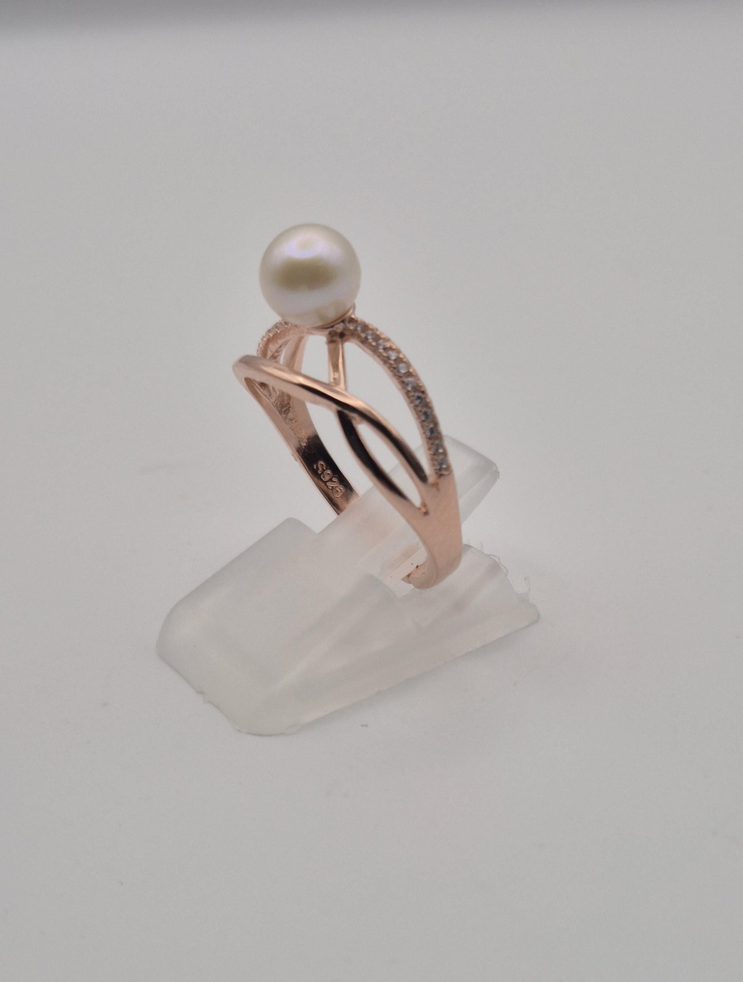 Rose Gold Saltwater Pearl Ring - Sterling Silver