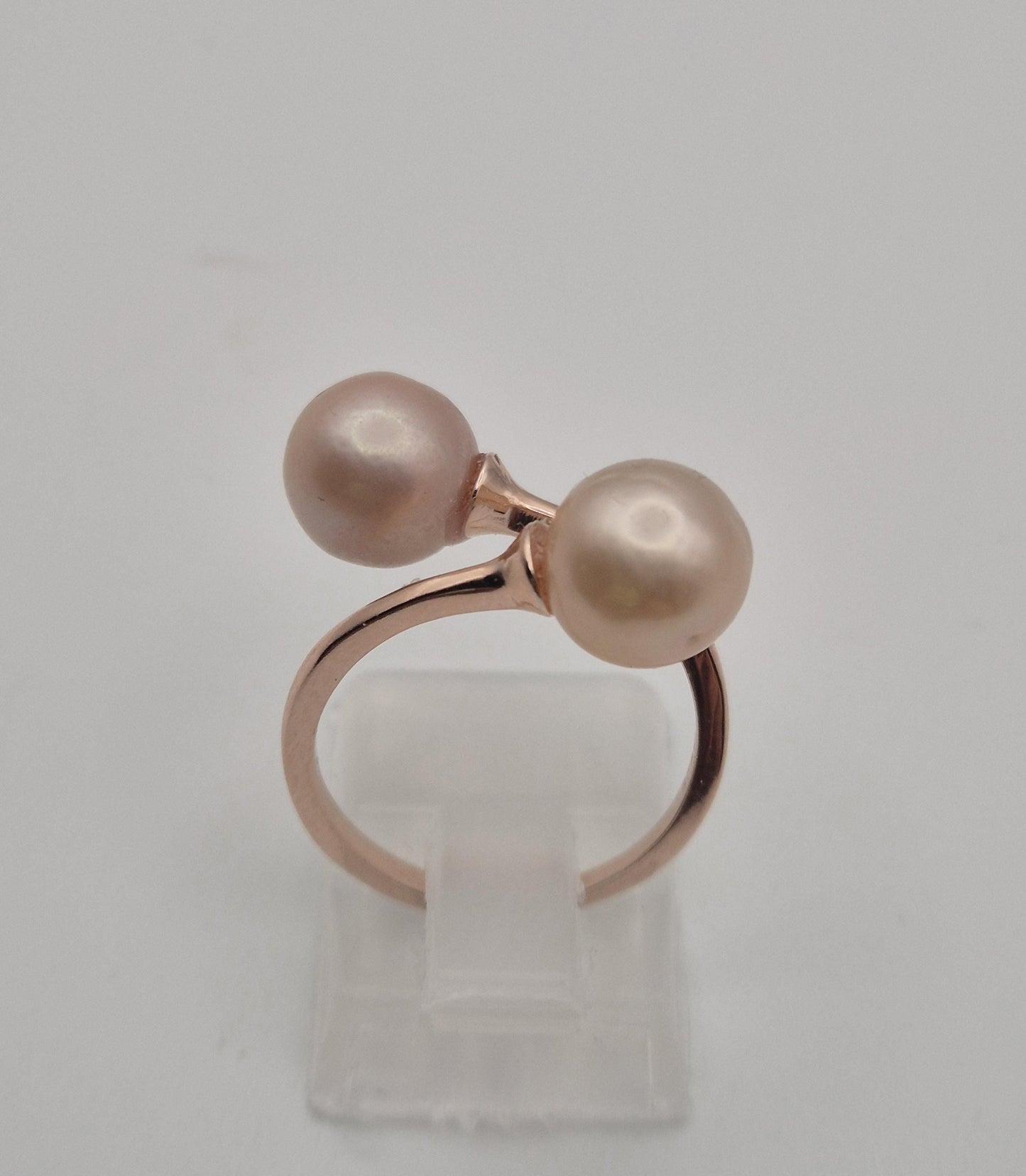Simple Rose Gold Double Pearl Ring