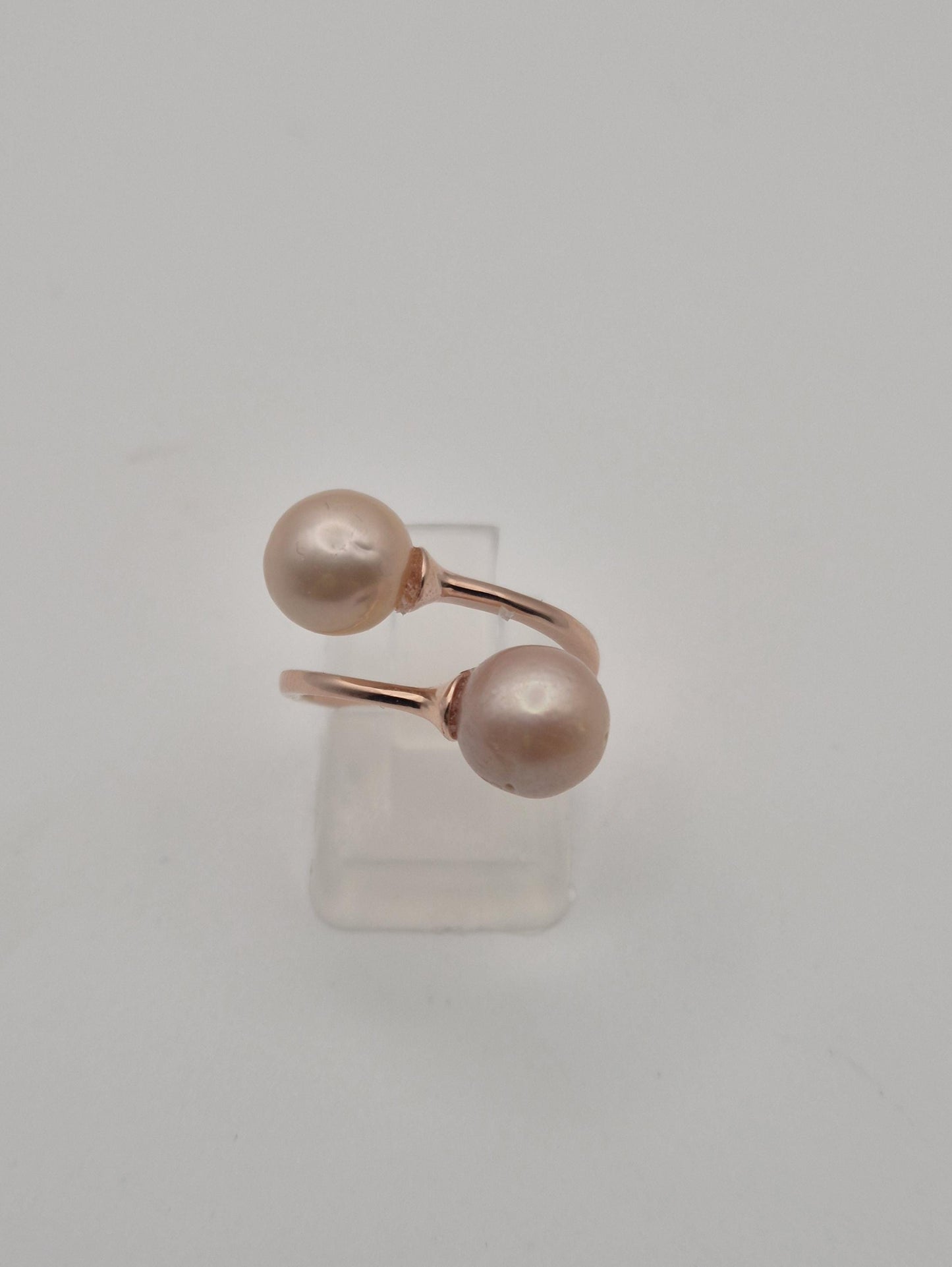 Simple Rose Gold Double Pearl Ring