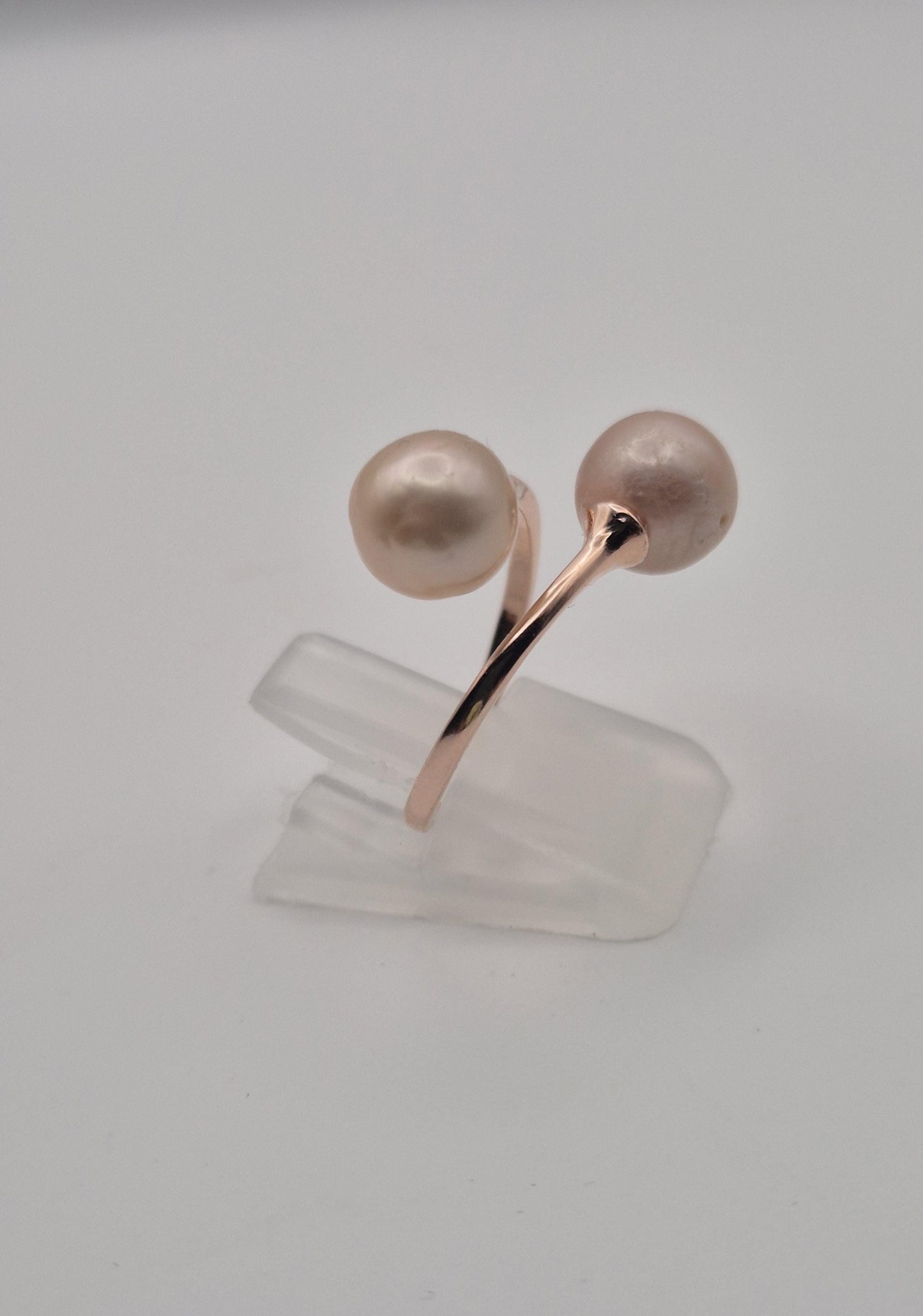 Simple Rose Gold Double Pearl Ring