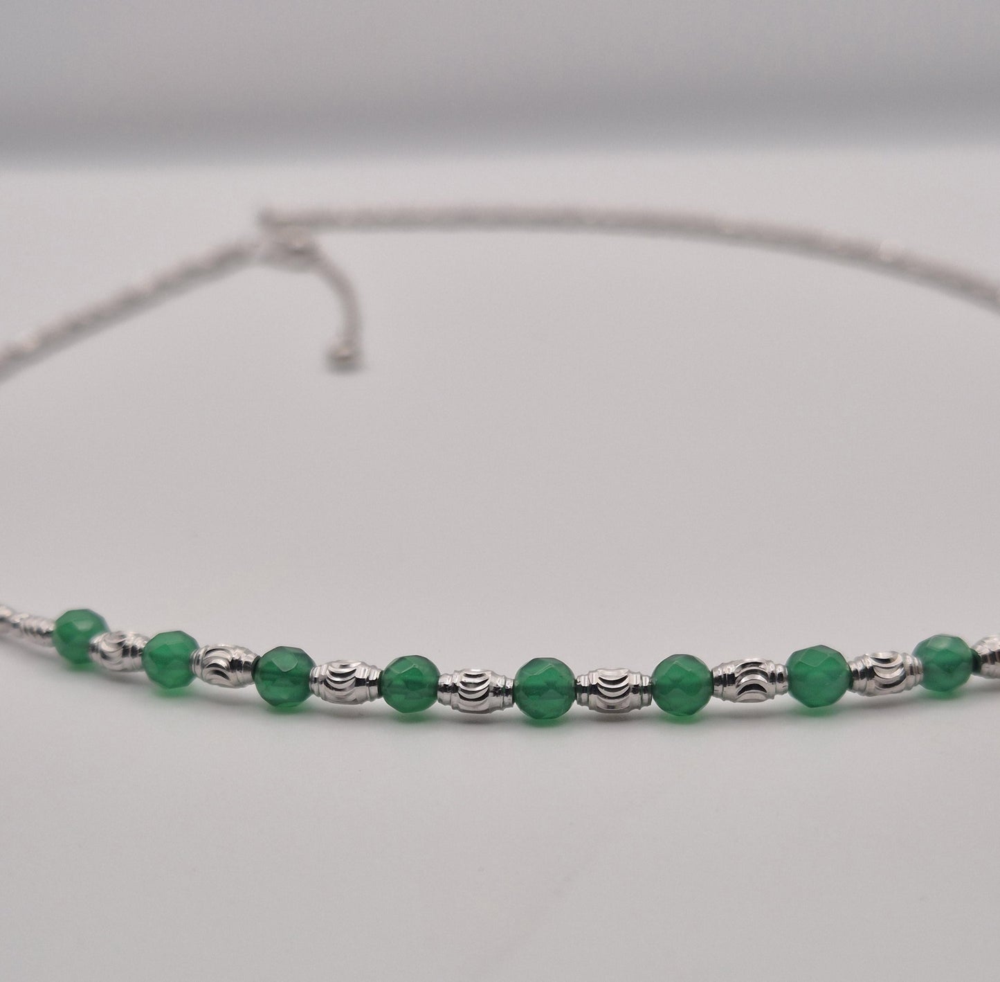 Jade & Stirling Silver Necklace with Baroque Pearl