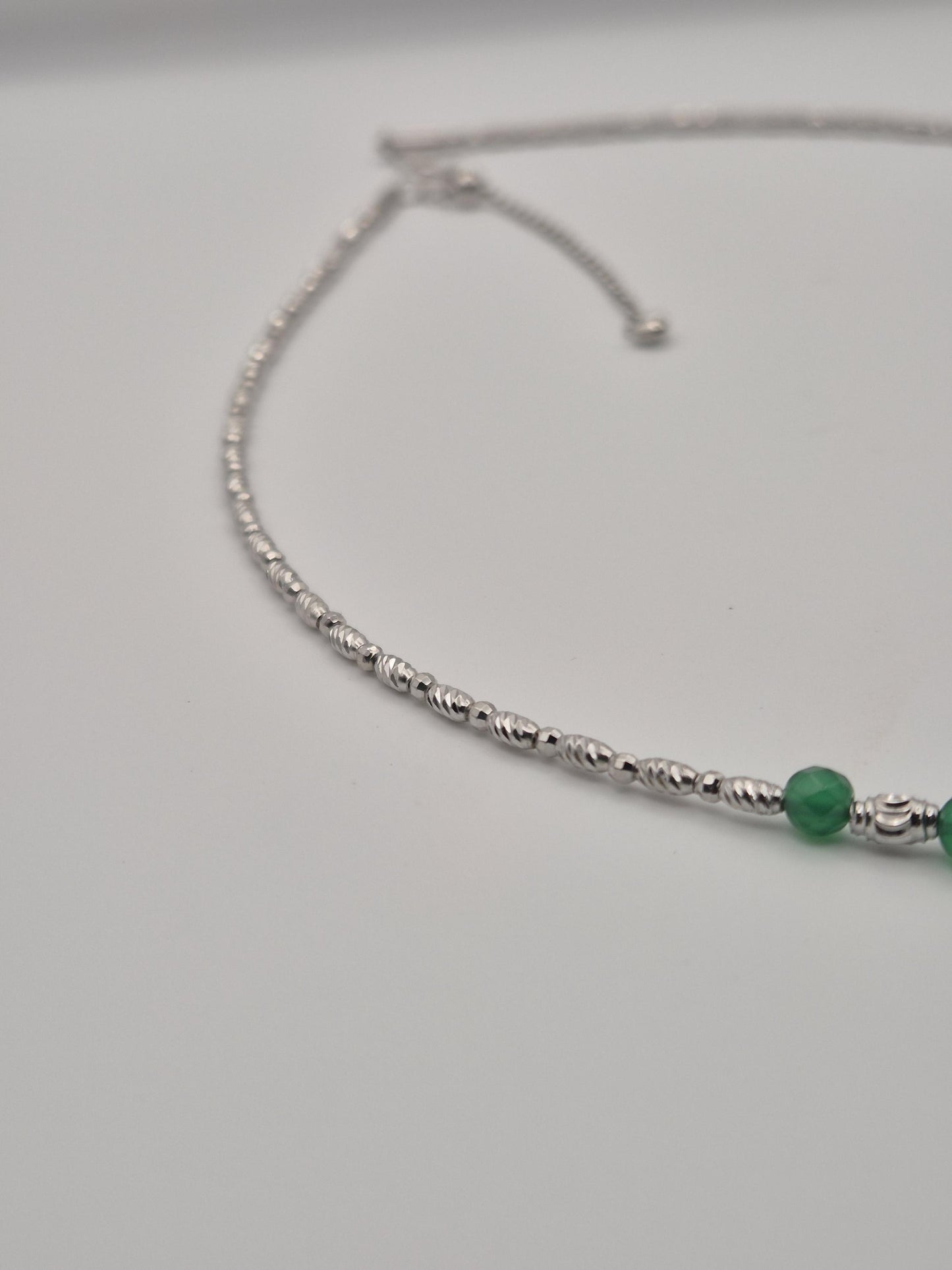 Jade & Stirling Silver Necklace with Baroque Pearl