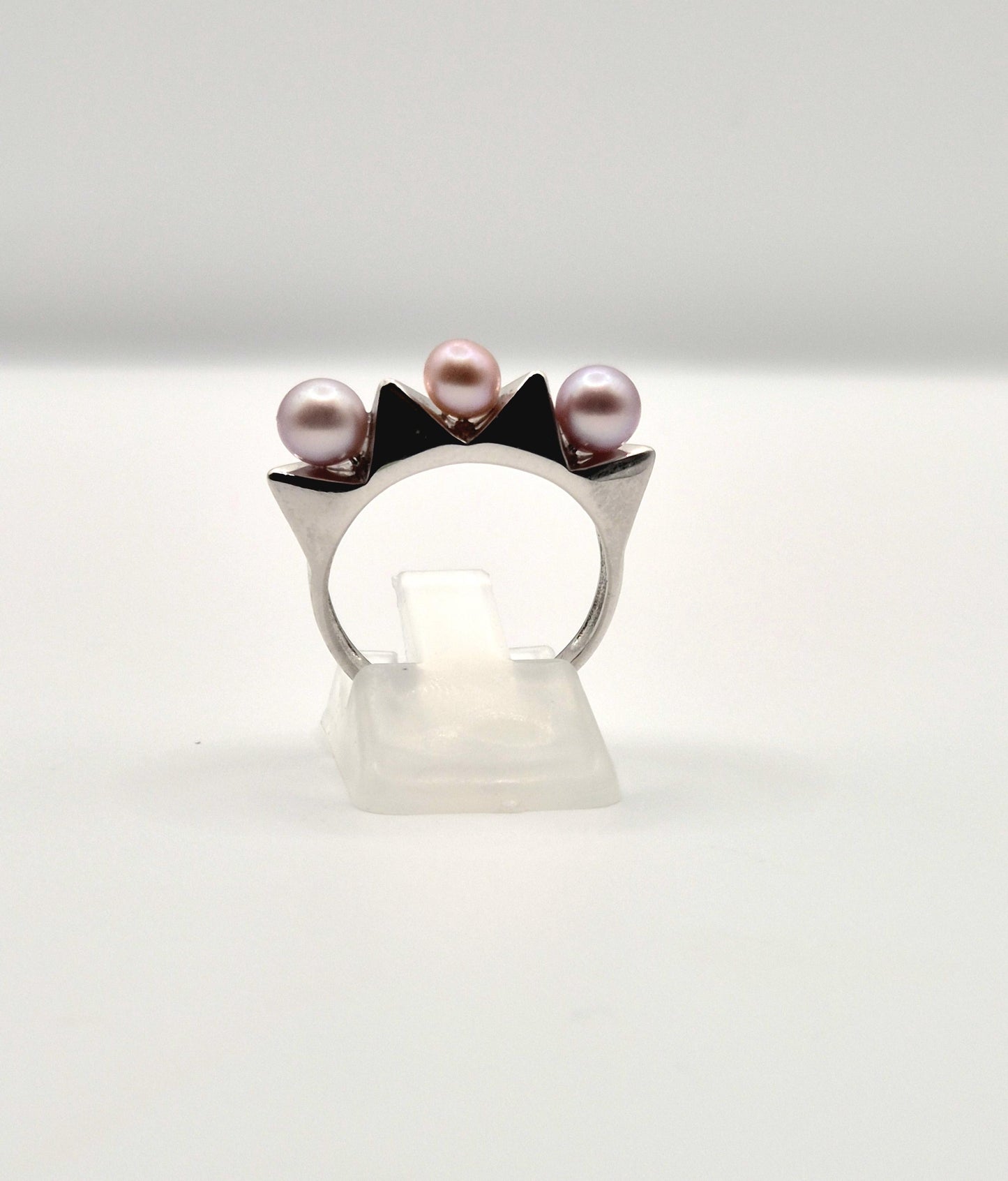 Industrial Spike Triple Pearl Ring
