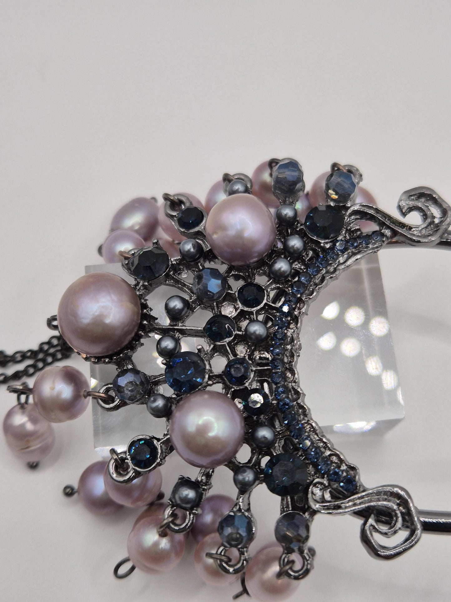 Moonlight Amethyst Multiple Pearl Tiara Hairpin