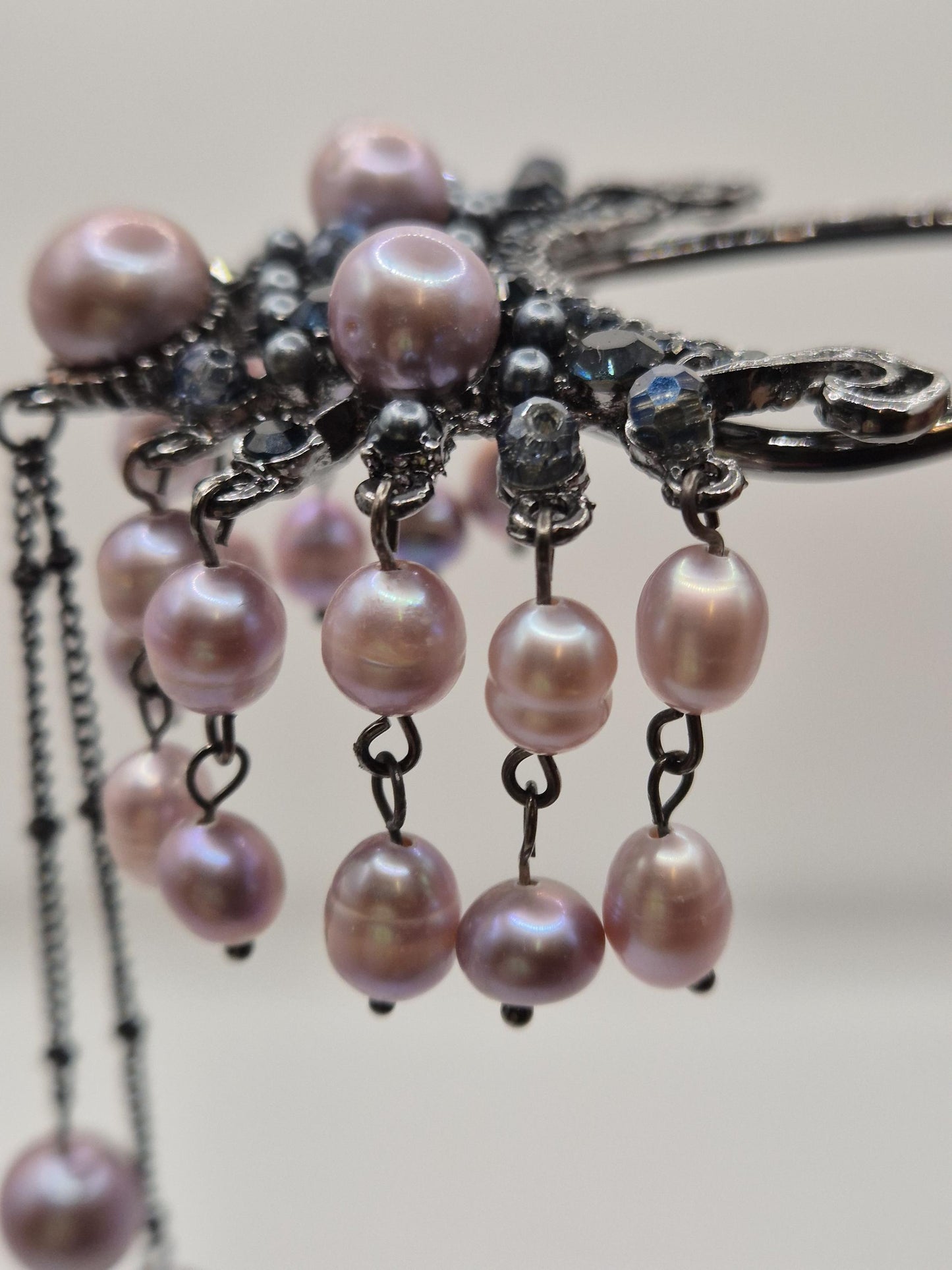 Moonlight Amethyst Multiple Pearl Tiara Hairpin