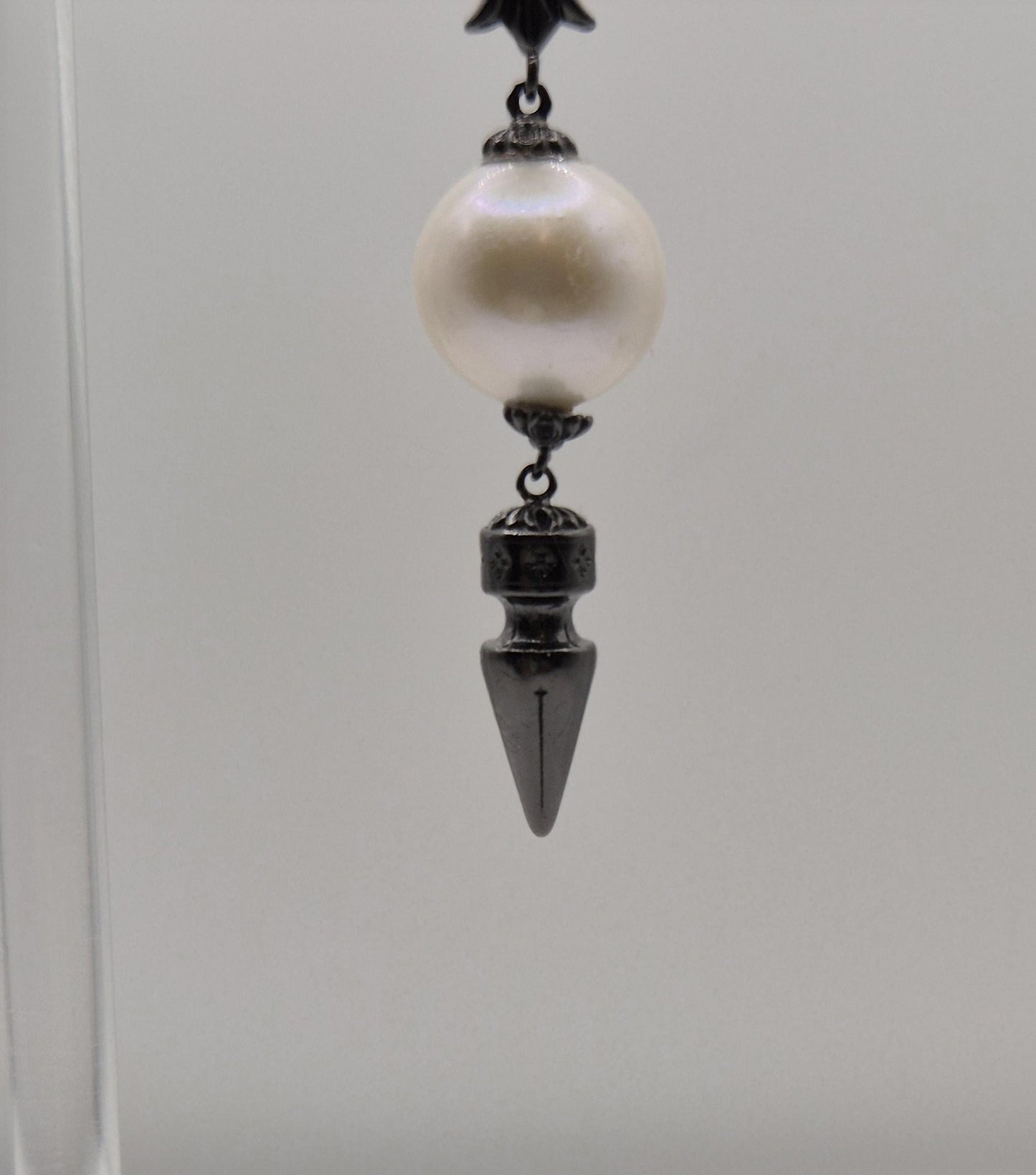 Nocturnal Crucifix Edison Pearl Drop Earrings