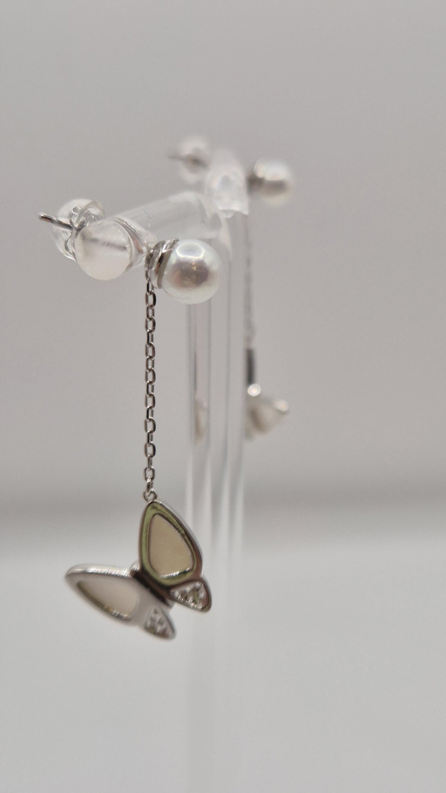 Fluttering Butterfly Earrings with Saltwater Pearls