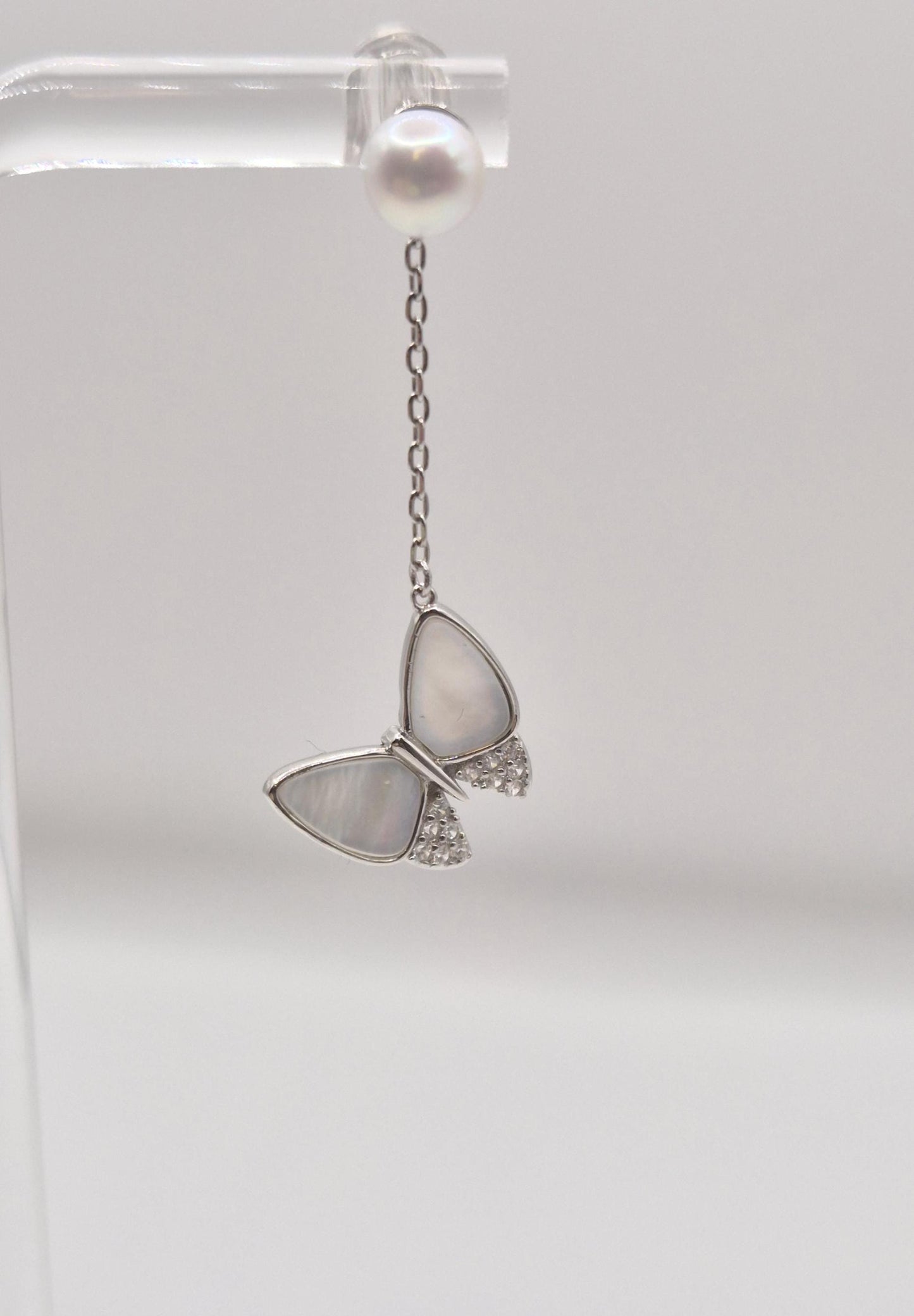 Fluttering Butterfly Earrings with Saltwater Pearls