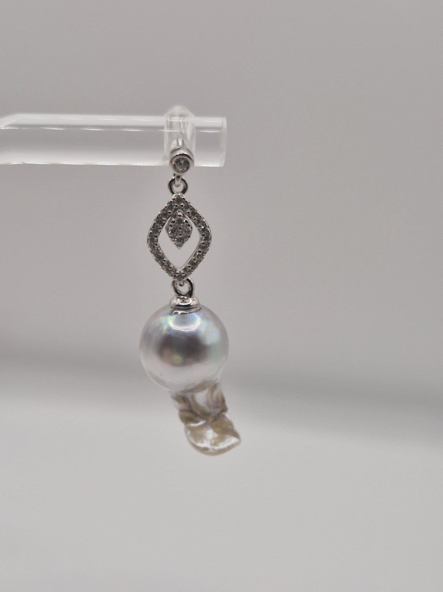 Diamond Dew Drop Earrings — Rare Saltwater Madama King Baroque Pearls