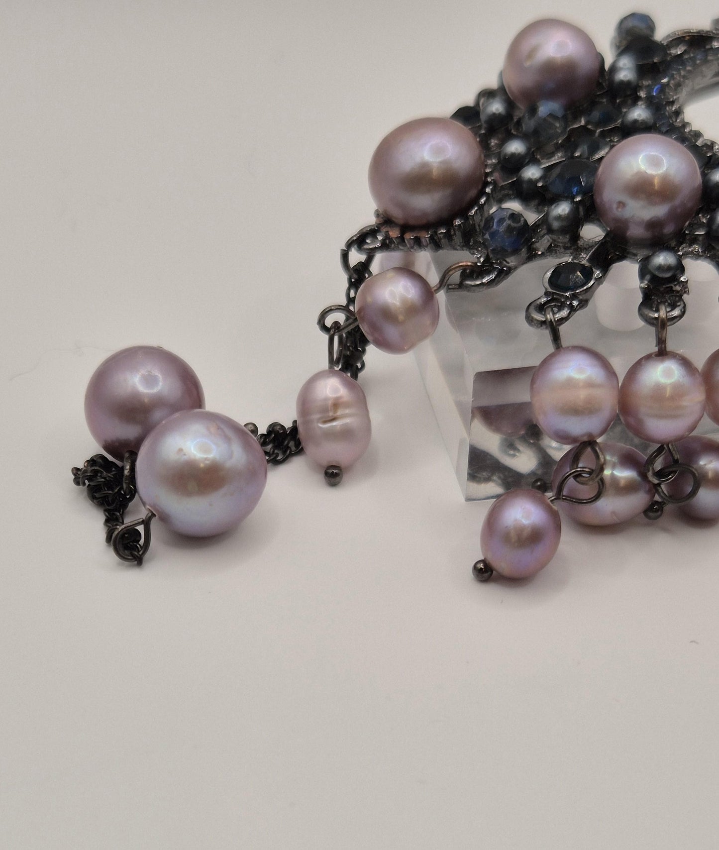 Moonlight Amethyst Multiple Pearl Tiara Hairpin