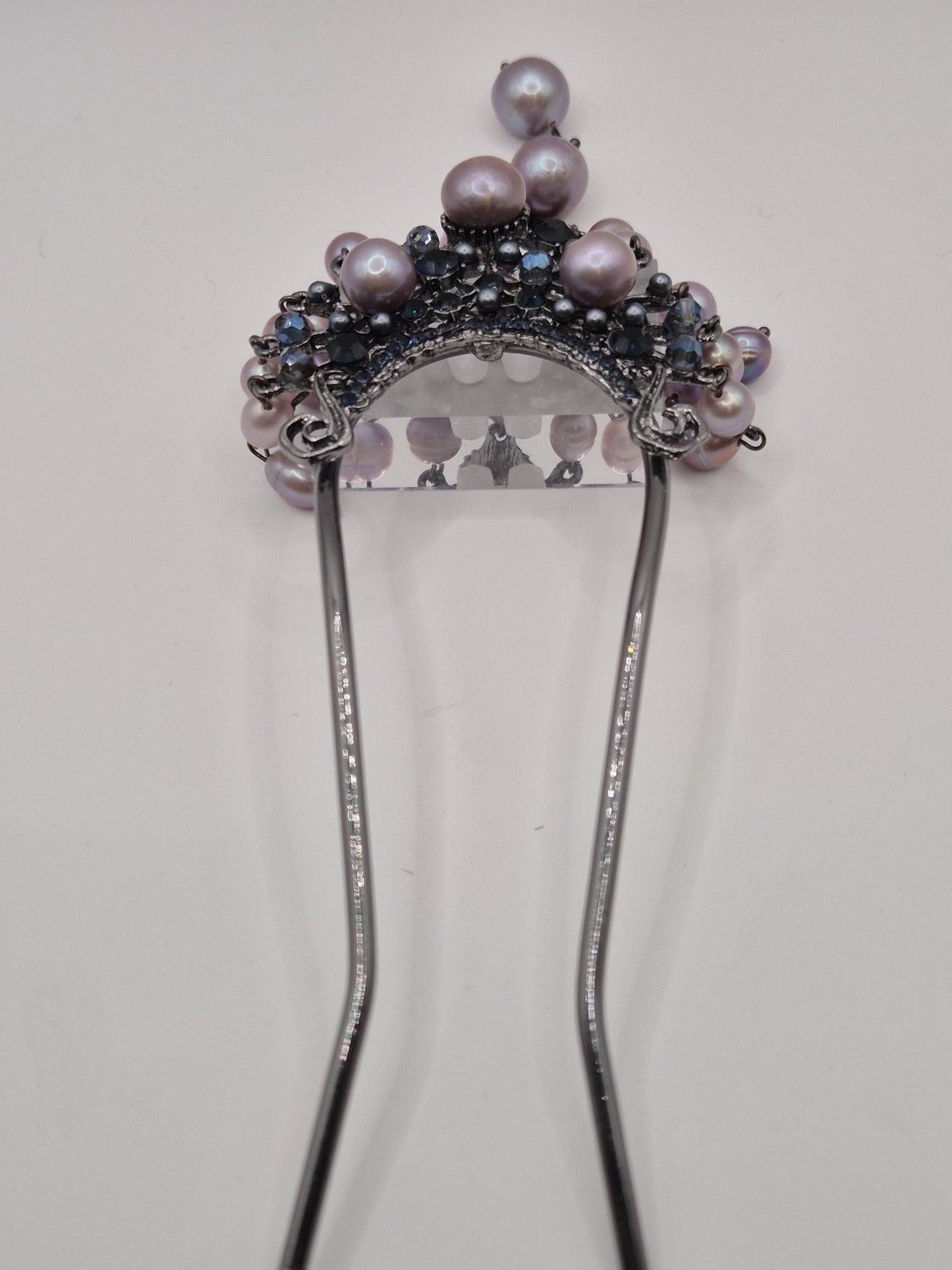 Moonlight Amethyst Multiple Pearl Tiara Hairpin