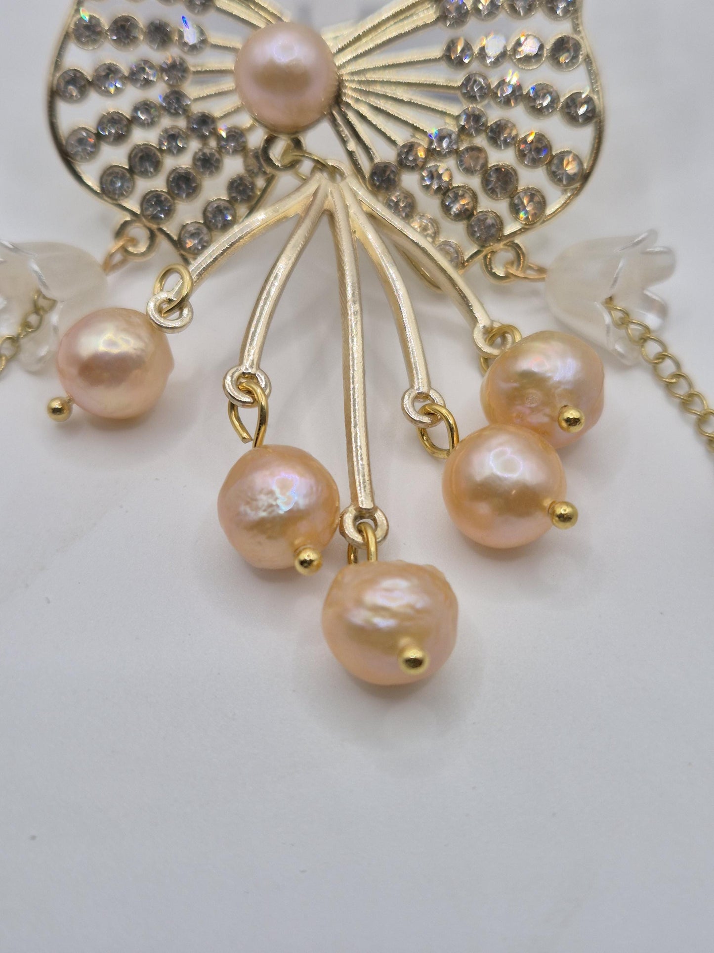 Gilded Bow Pearl Cascade Hair Comb