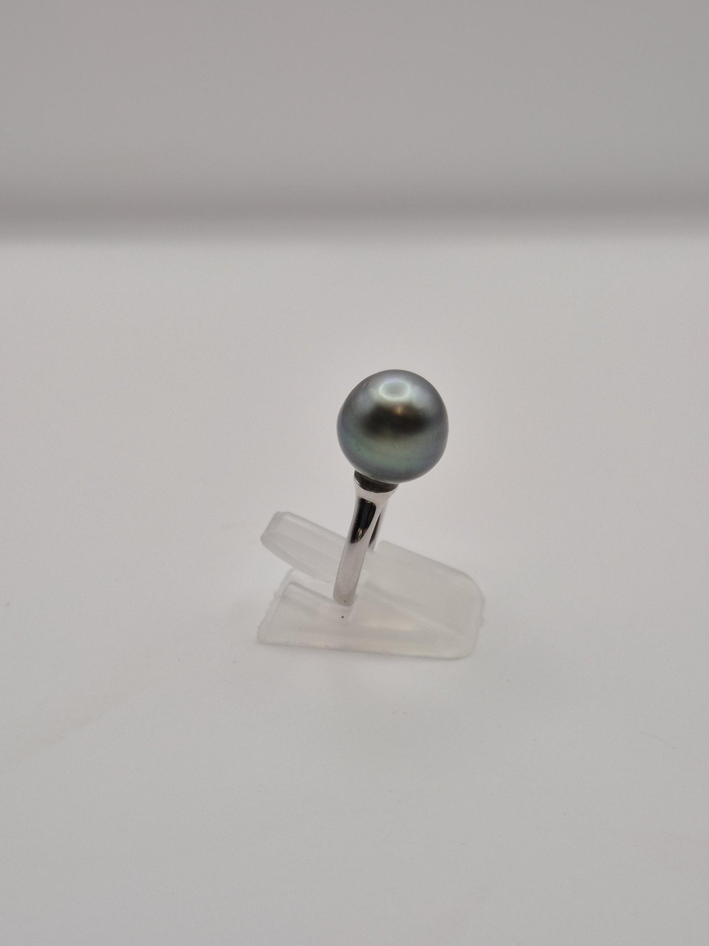 Large Black Tahitian & Green Gem Ring