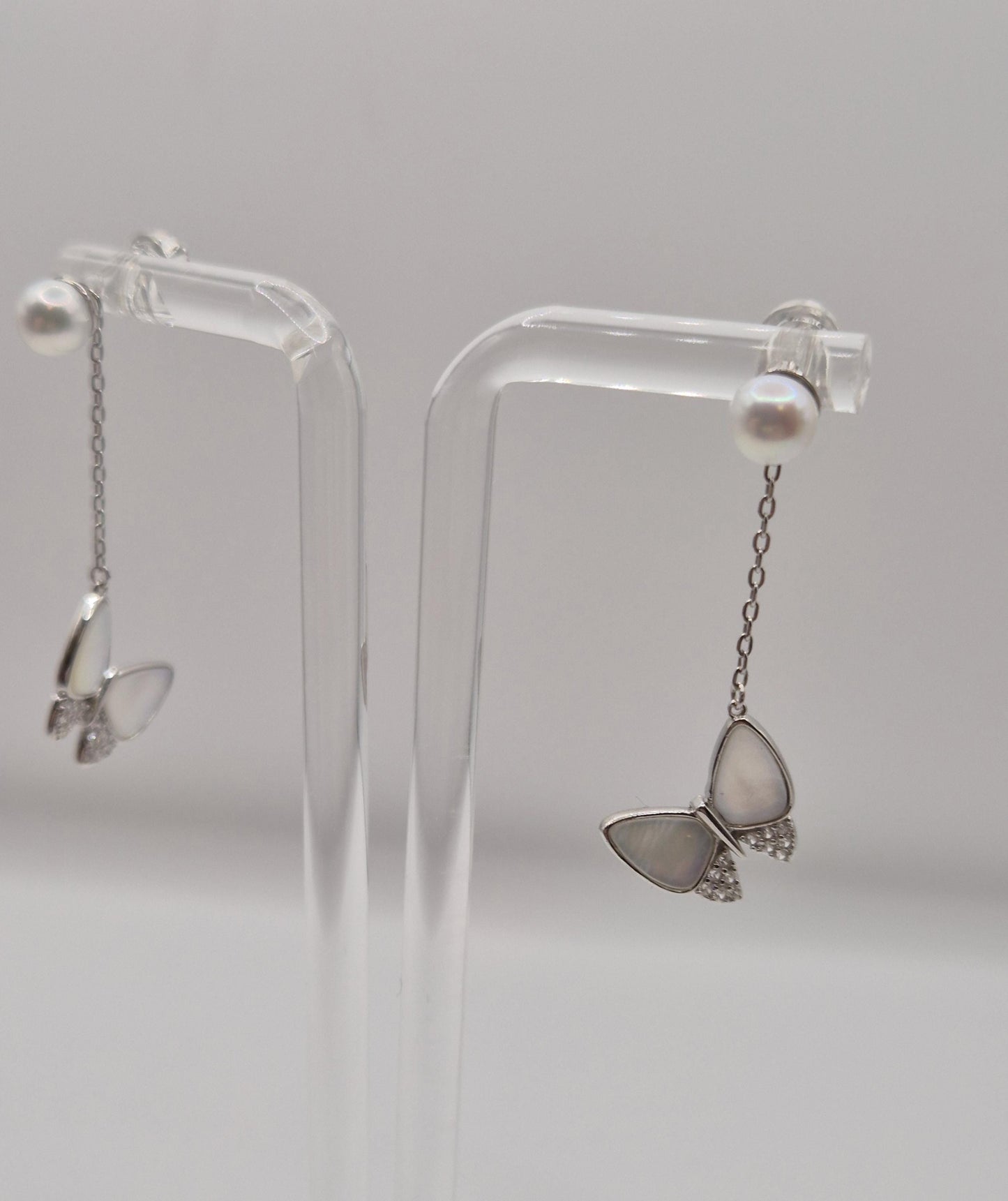 Fluttering Butterfly Earrings with Saltwater Pearls