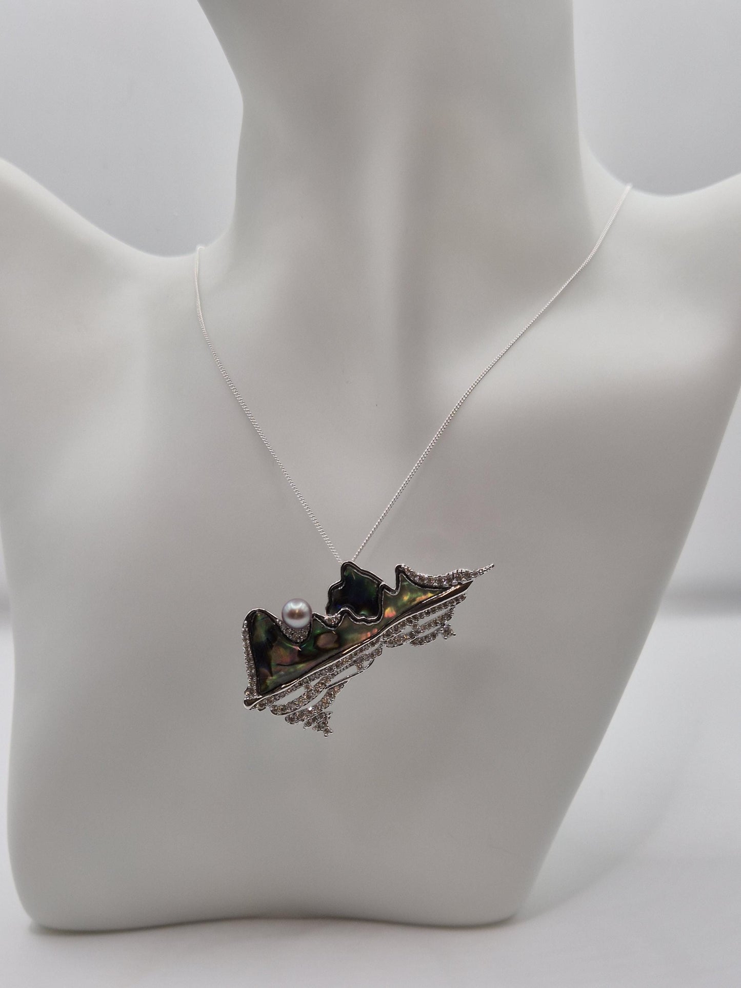 Pearl Over Shimmering Hills Brooch