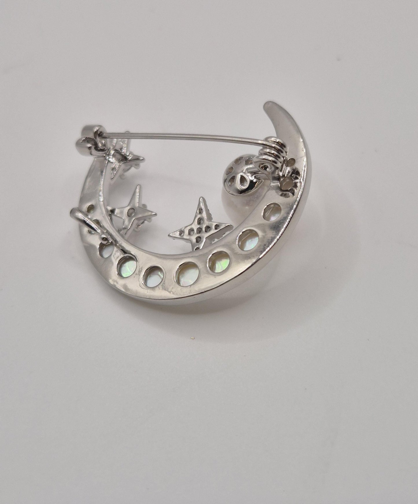 Starlight Crescent Pearl Brooch