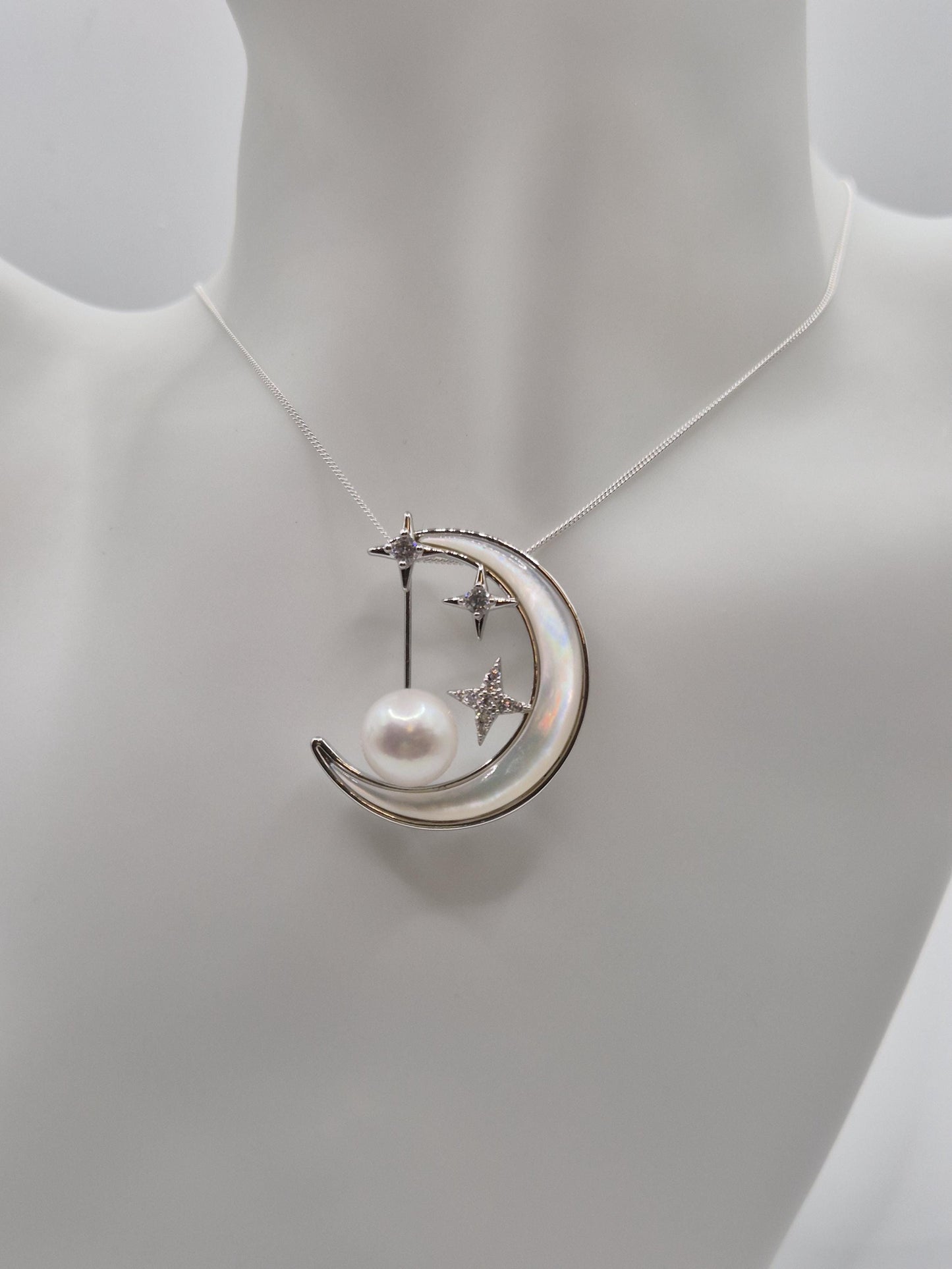 Starlight Crescent Pearl Brooch
