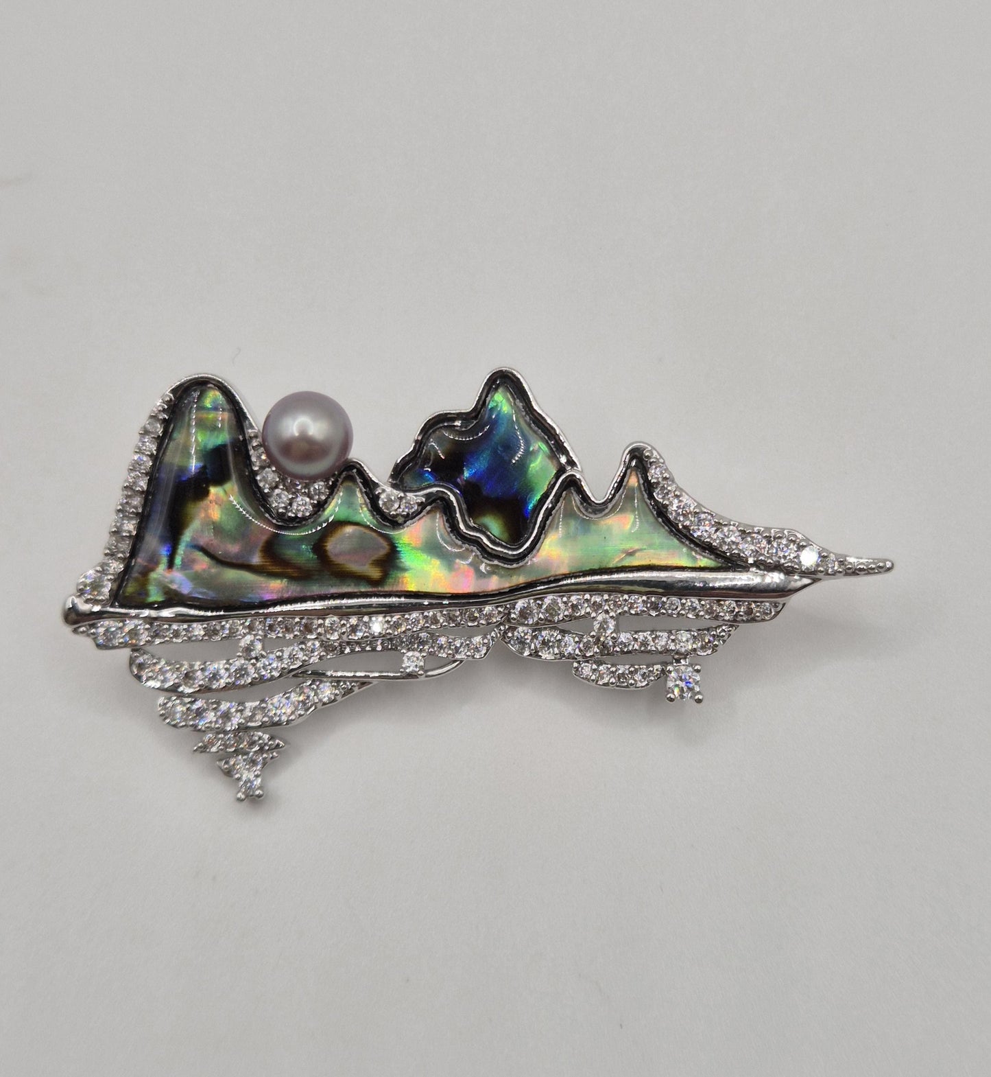 Pearl Over Shimmering Hills Brooch