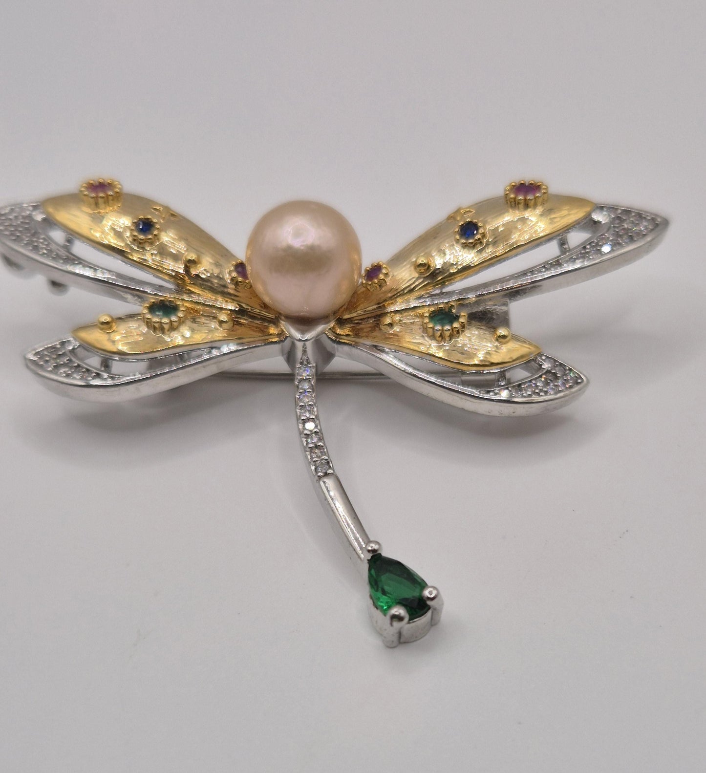 Jewelled Dragonfly Pearl Brooch