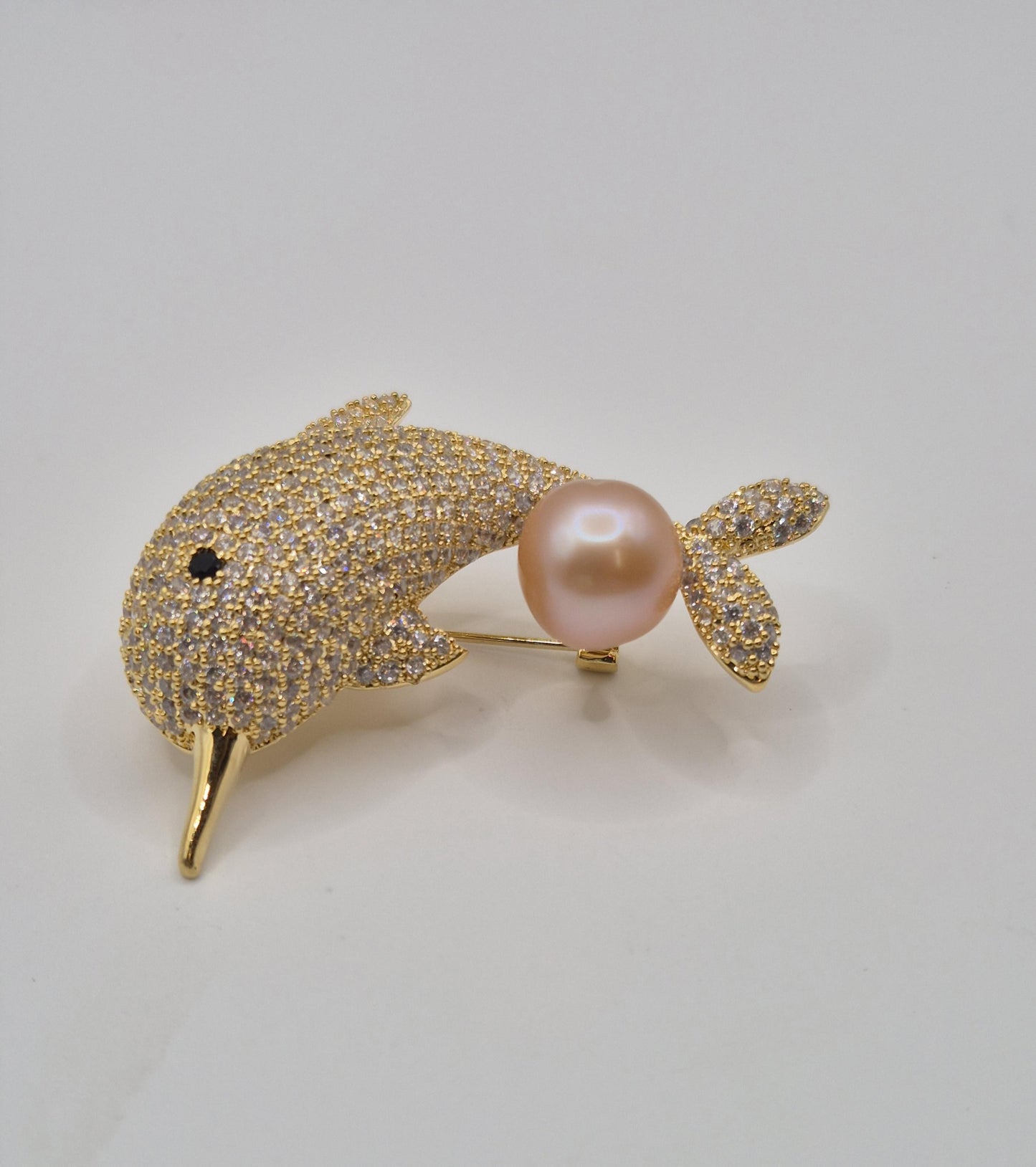 Golden Narwhal Pearl Brooch