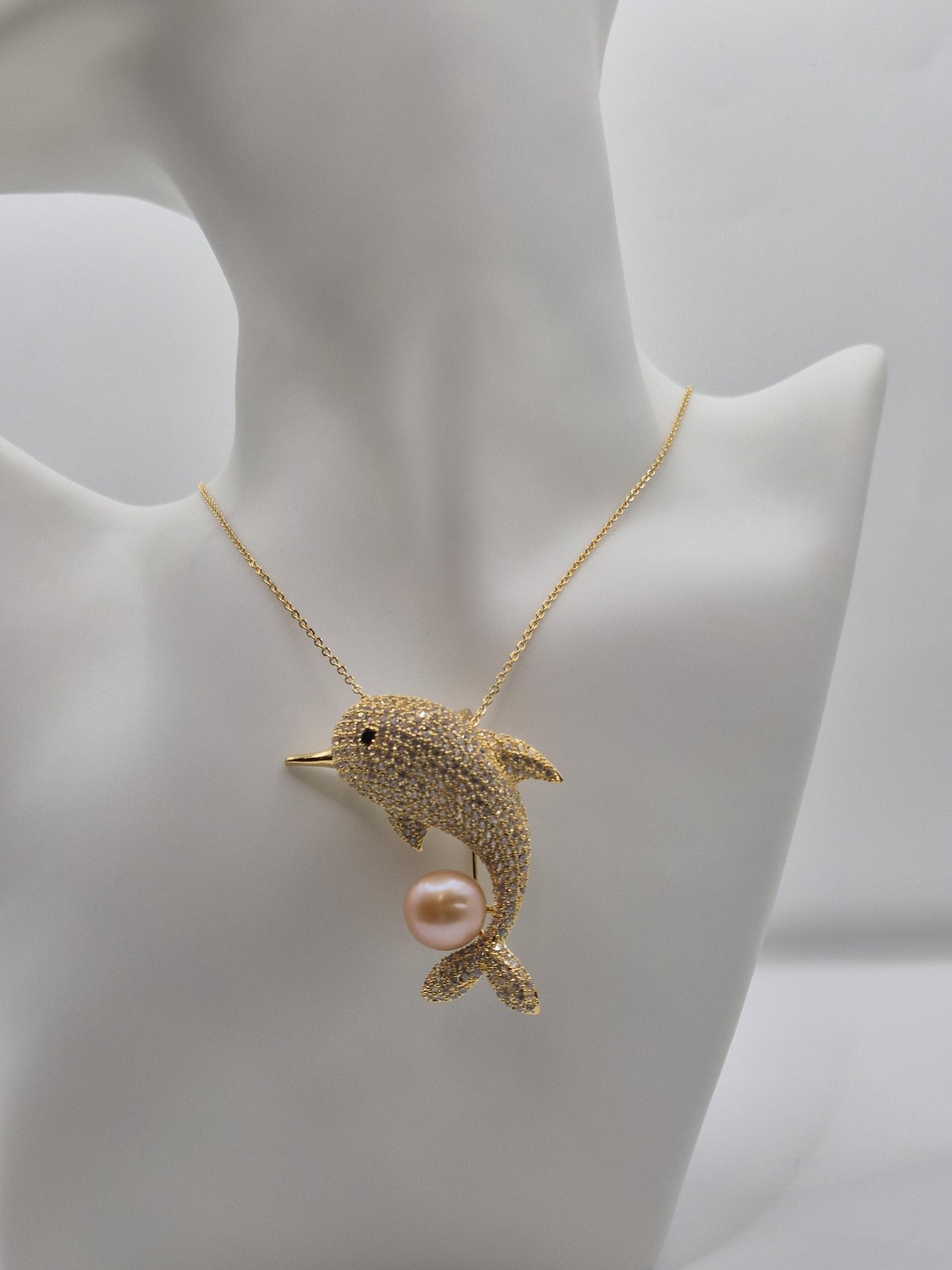 Golden Narwhal Pearl Brooch