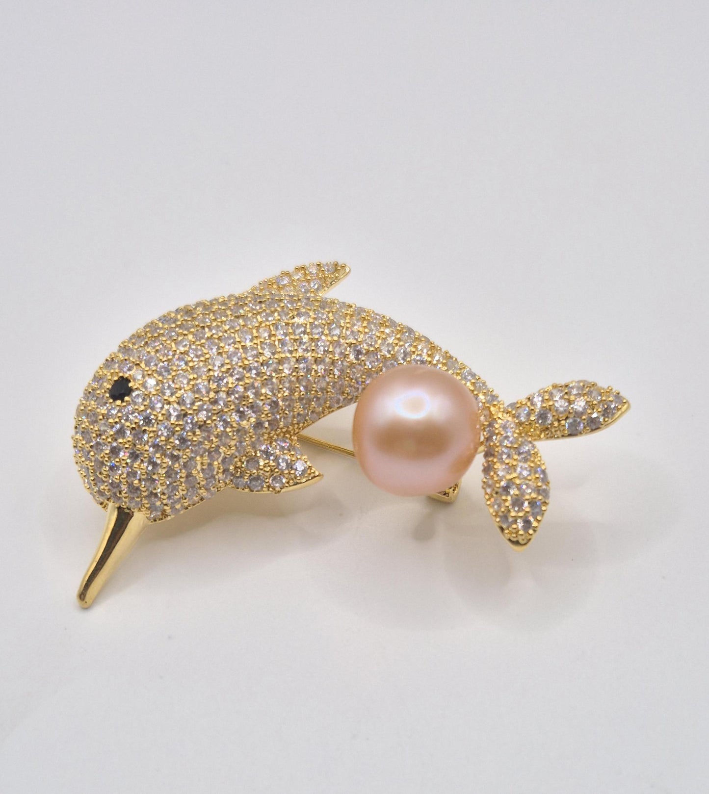 Golden Narwhal Pearl Brooch