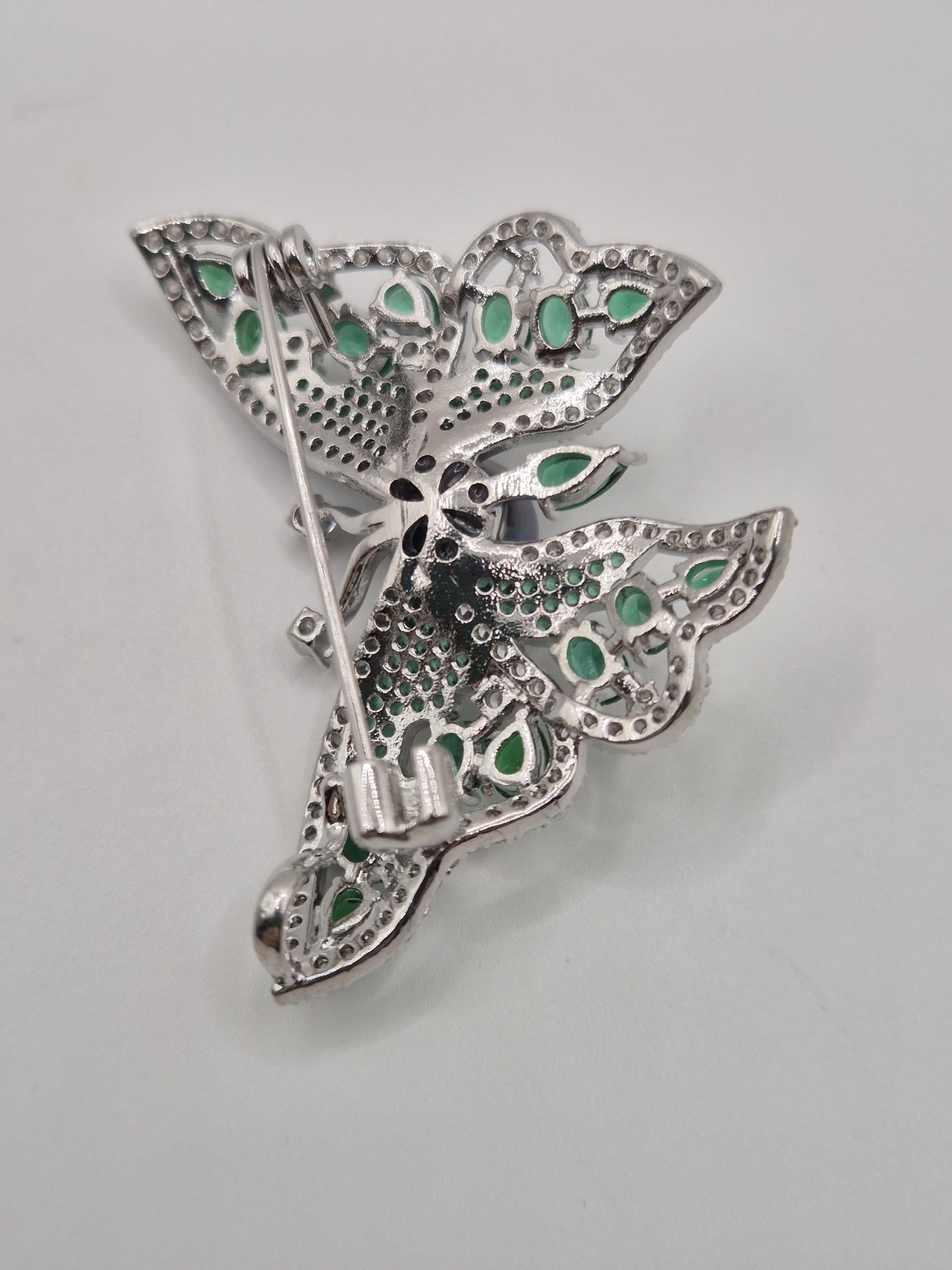 Emerald Prism Butterfly Pearl Brooch