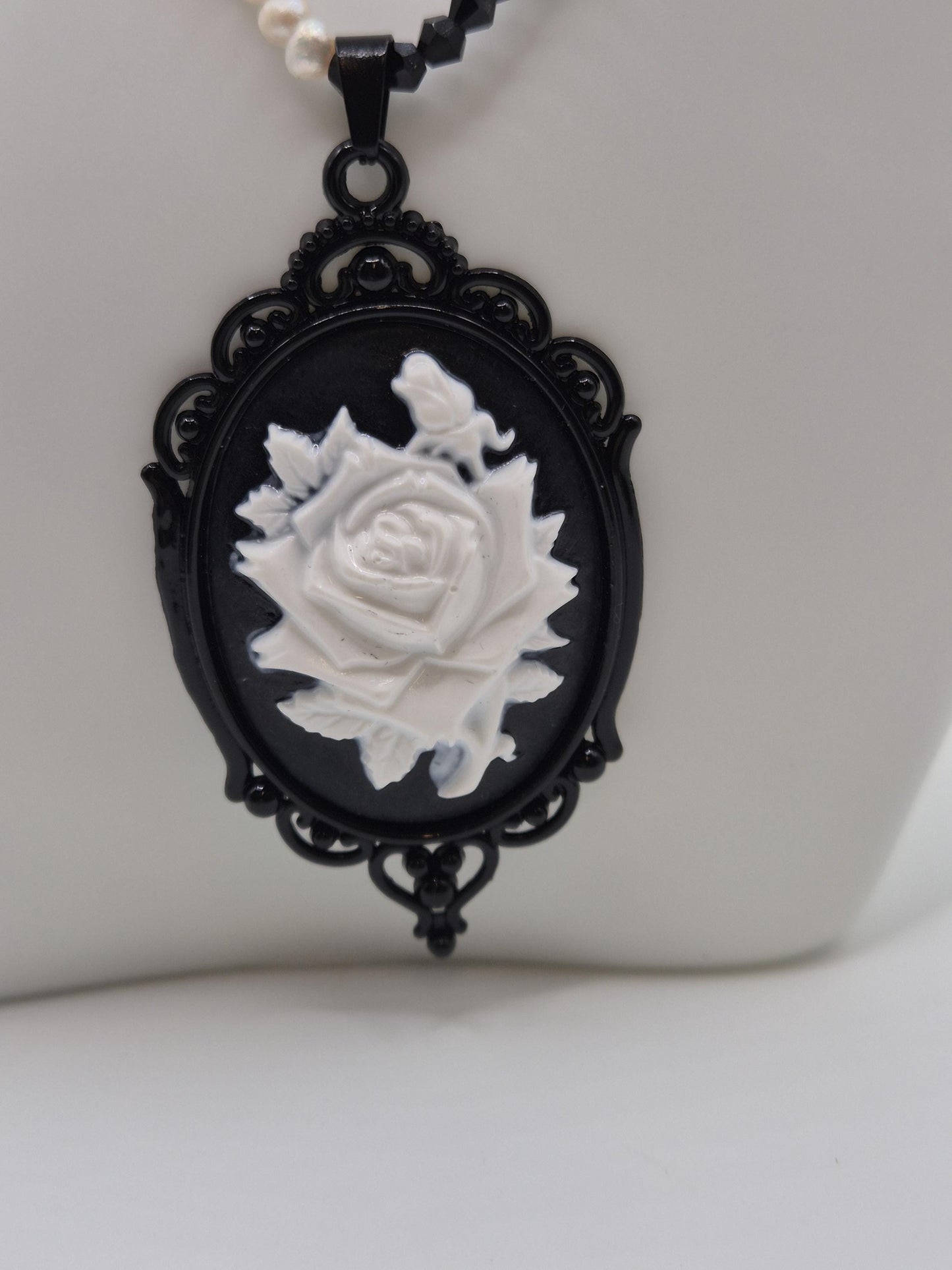 Nocturnal Rose Pearl & Crystal Necklace