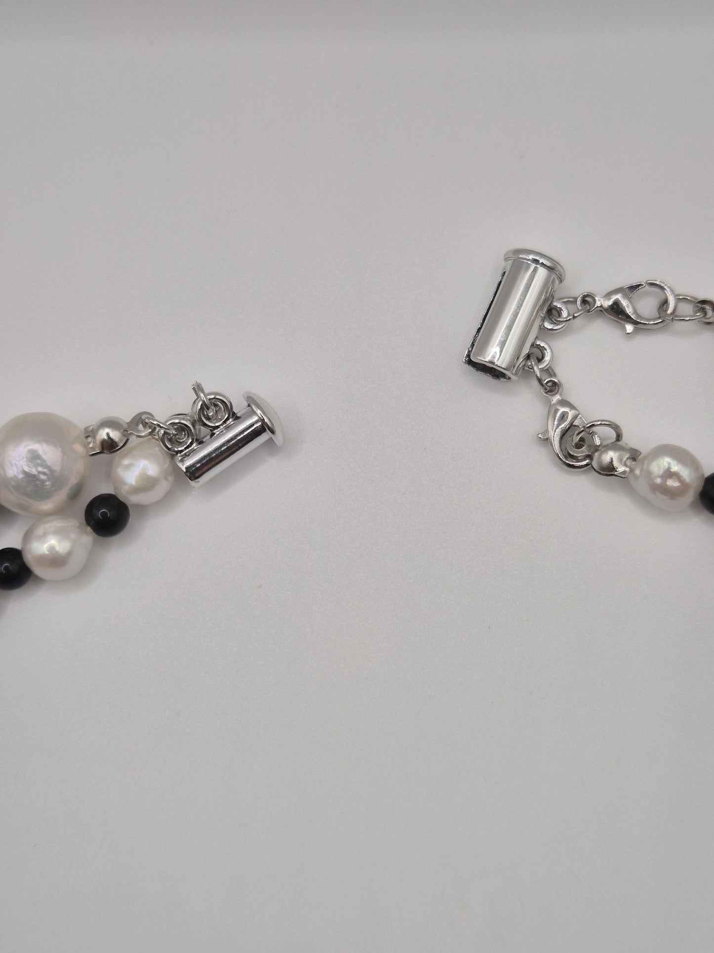 Dark Grace Pearl & Obsidian Bead Statement Necklace with Removable Pearl Pendant