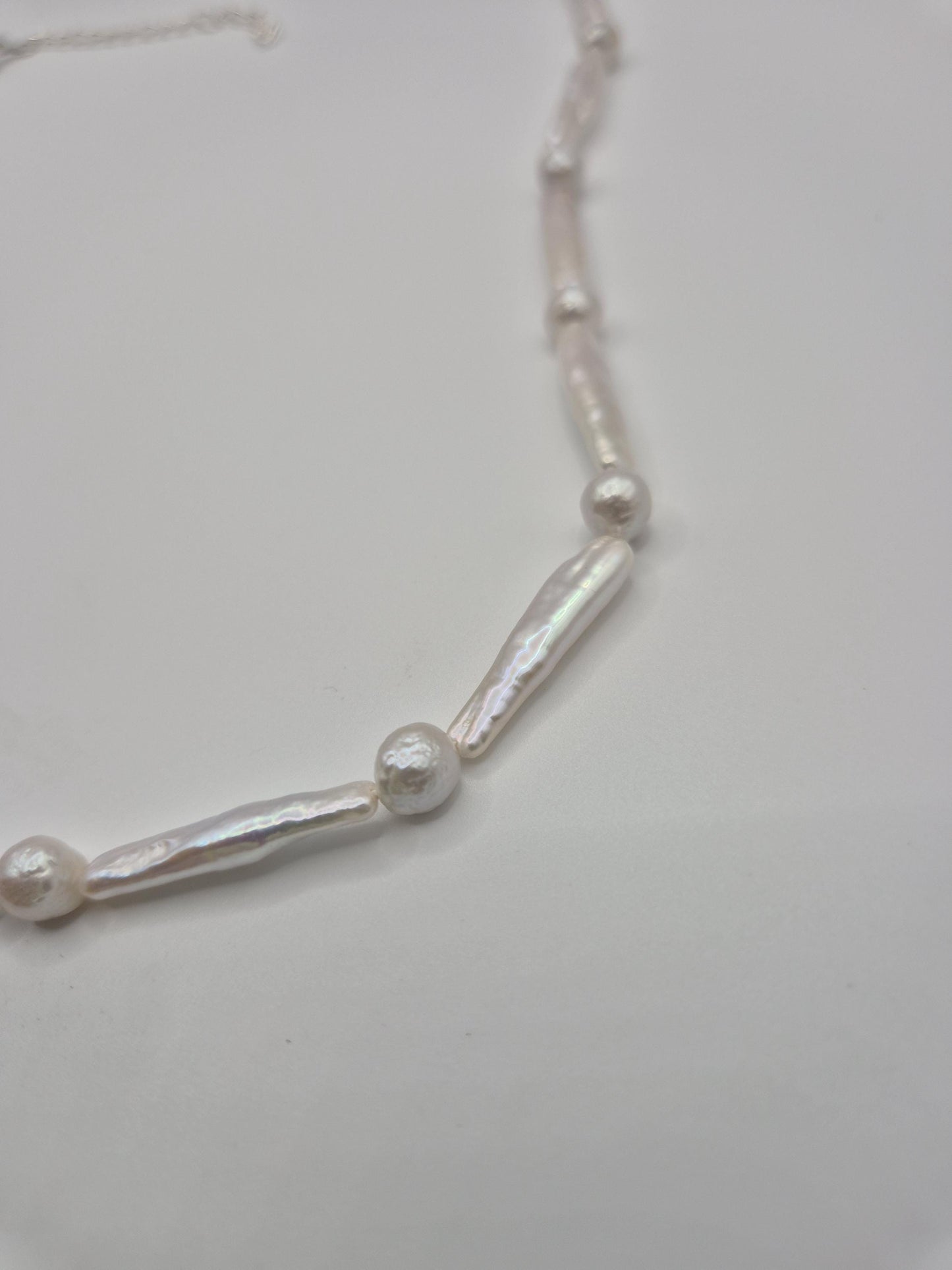Irredescent Multiple Shaped Pearl Necklace