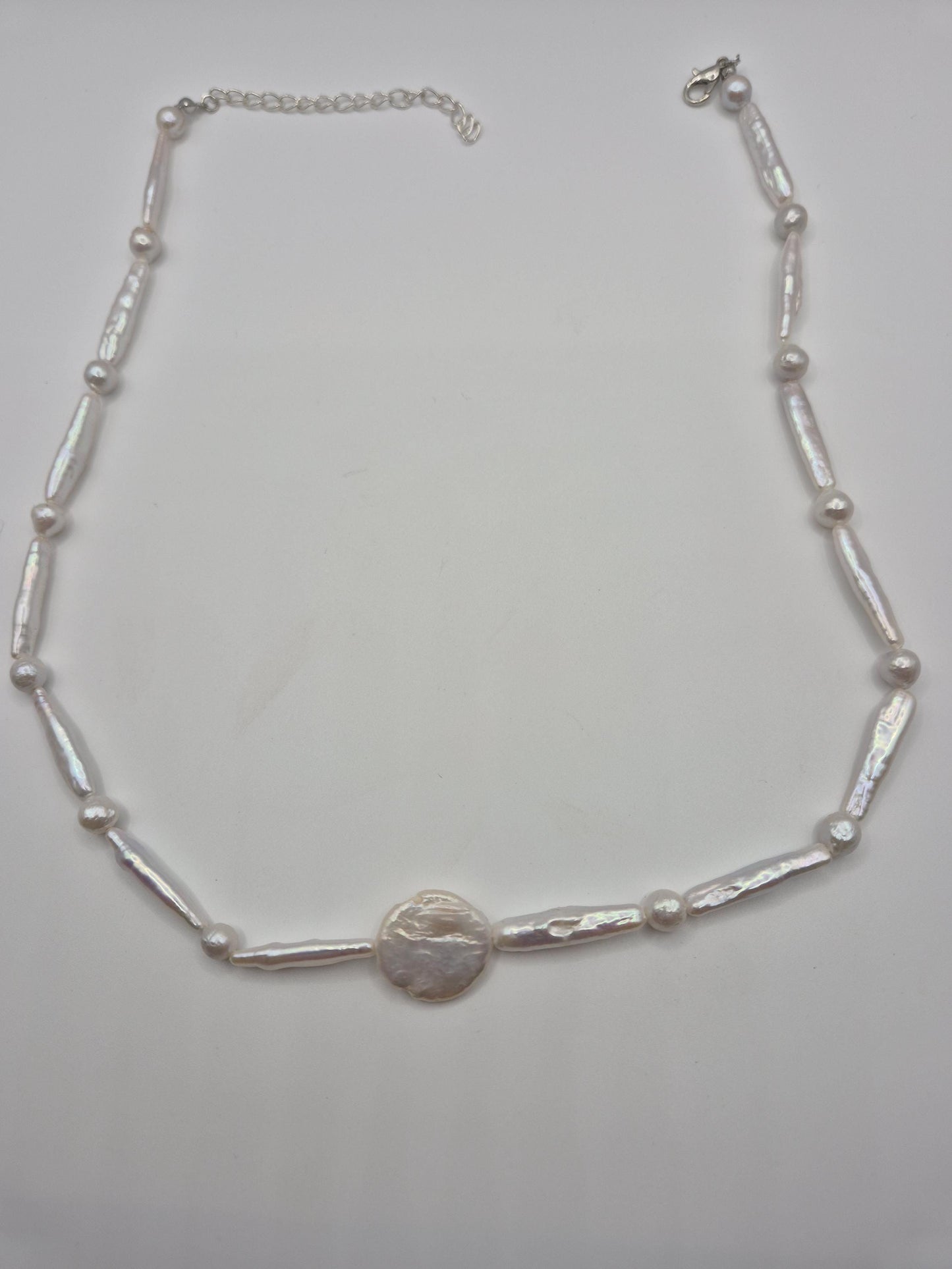 Irredescent Multiple Shaped Pearl Necklace