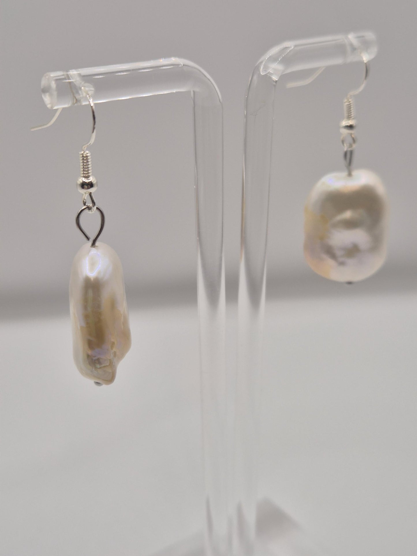 Chunky Square Pearl Drop Earrings