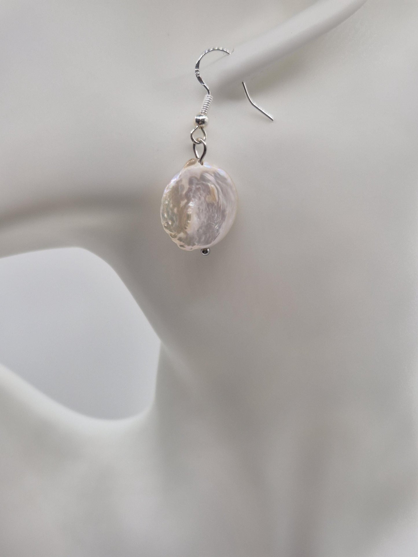 Simple Coin Drop Pearl Earrings