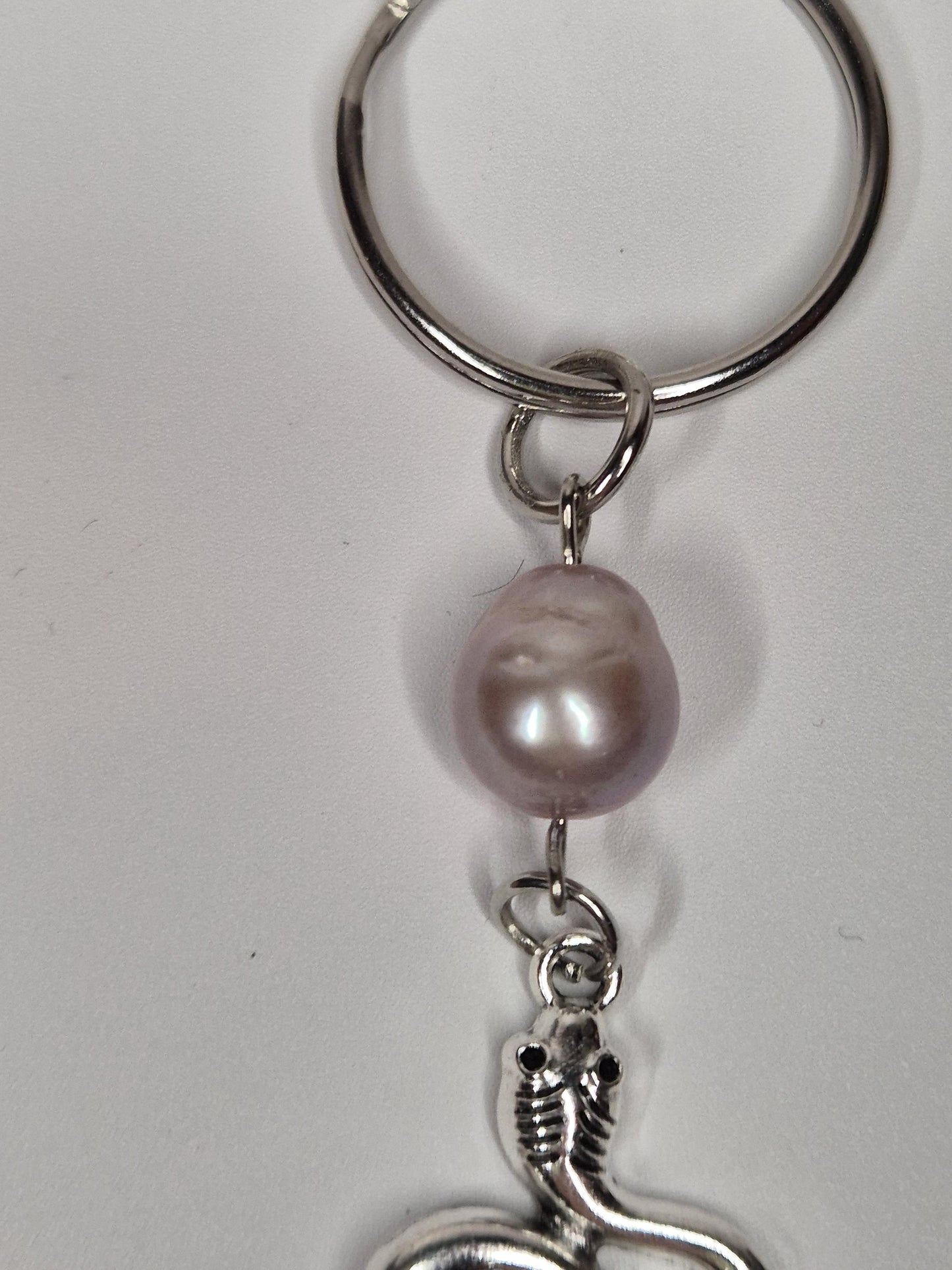 Snake And Pearl Keychain