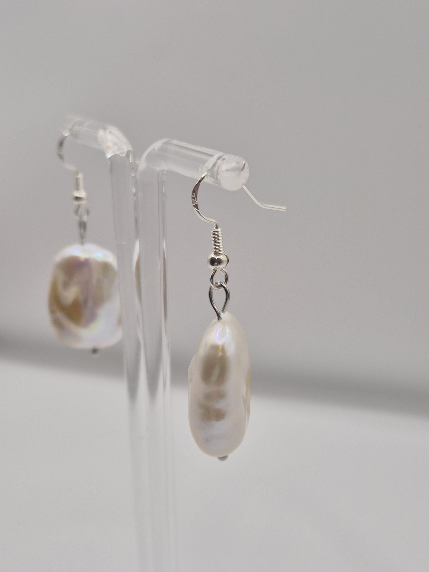 Chunky Square Pearl Drop Earrings