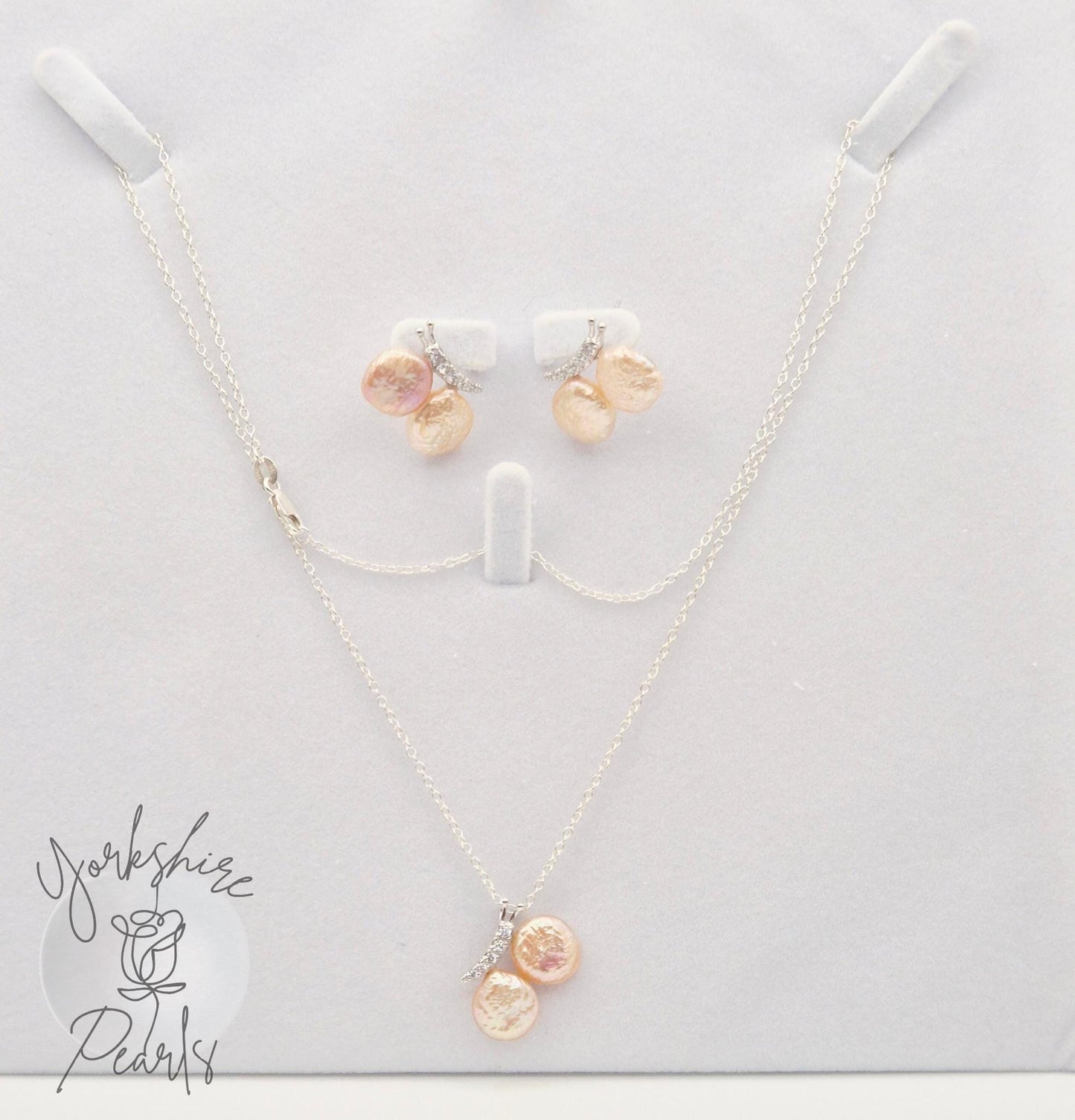Button Pearl Butterfly Pendant and Earring Set