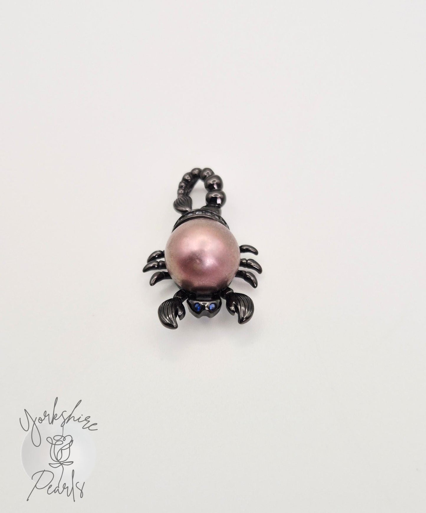 Black Scorpian Edoson Pearl Pendant - Sterling Silver