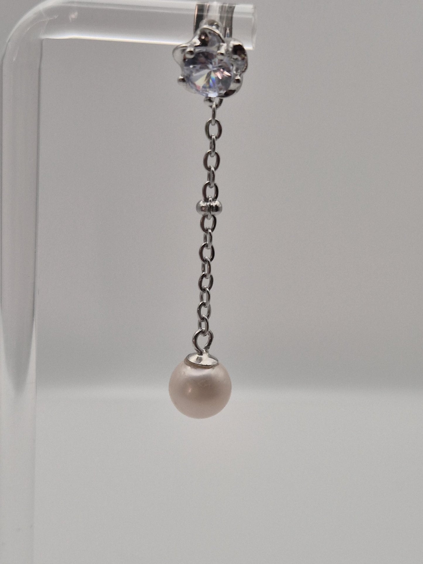 Diamond Flower Pearl Drop Ear Studs