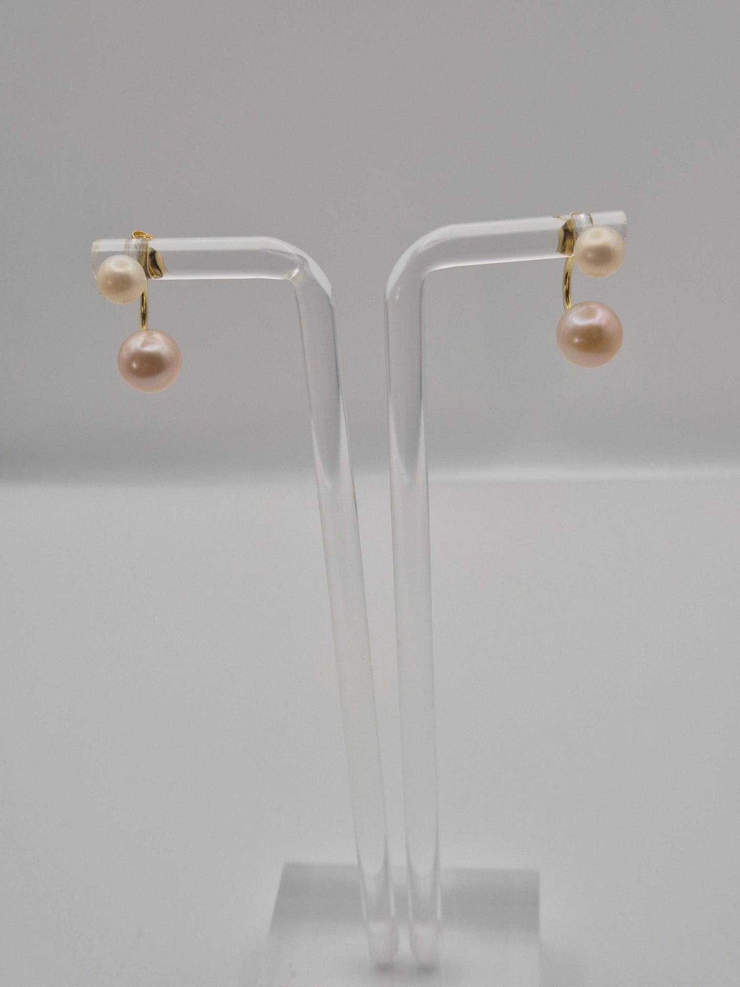 Gold Double Pearl Ear Studs - Multiple Wear