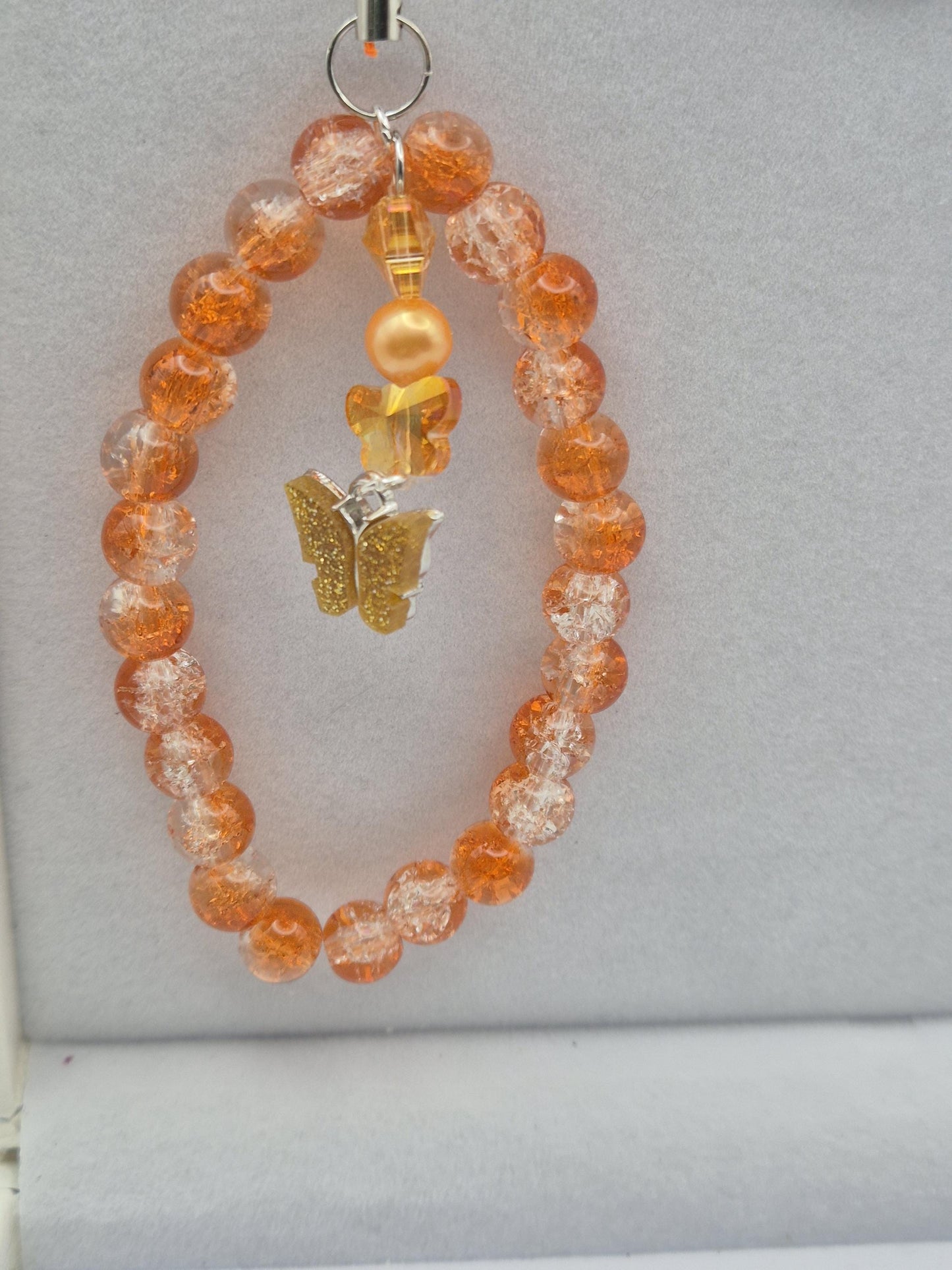 Fiery Orange Pearl & Bead Phone Charm