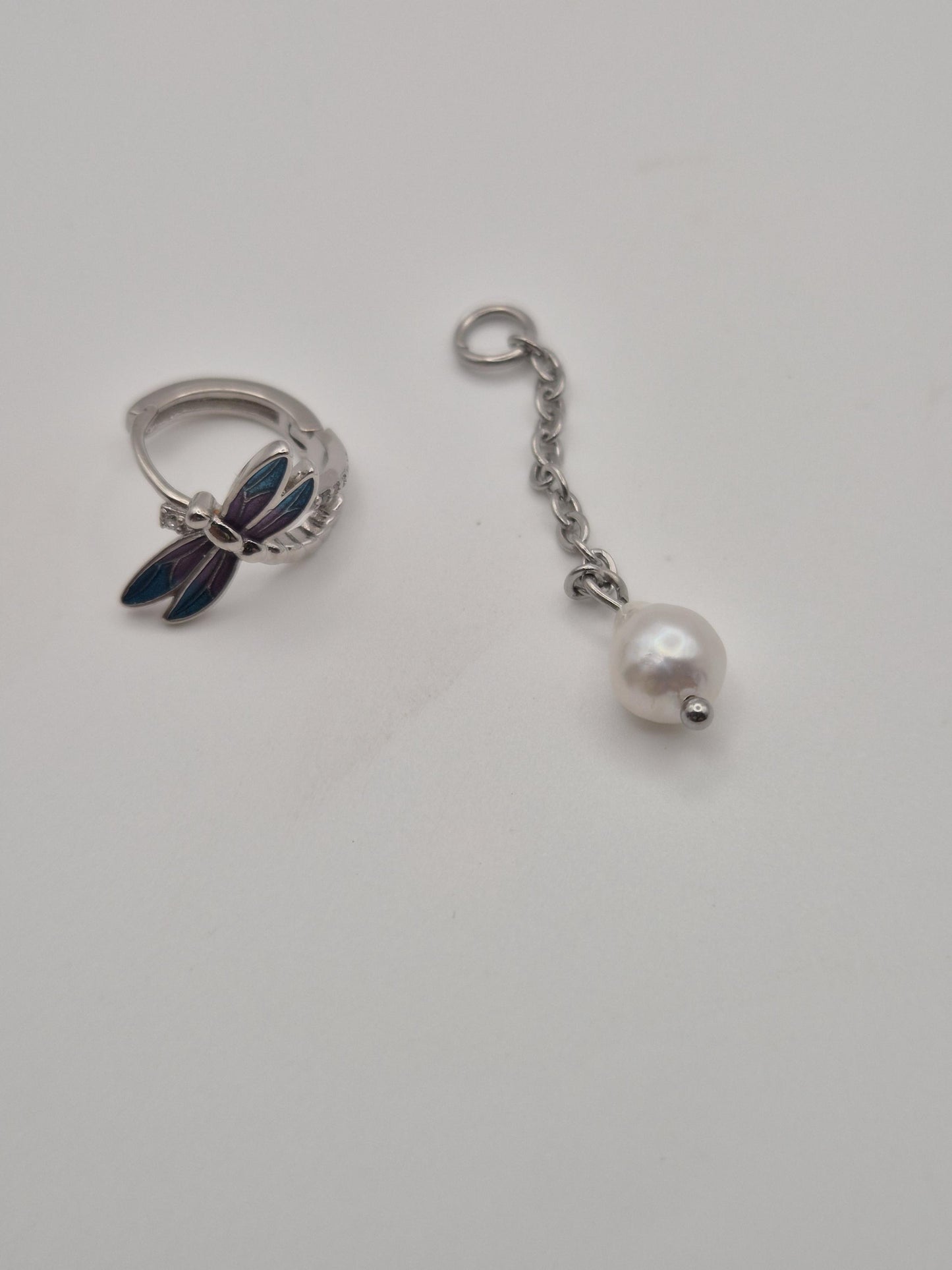 Dreaming Dragonfly Pearl Drop Hoops