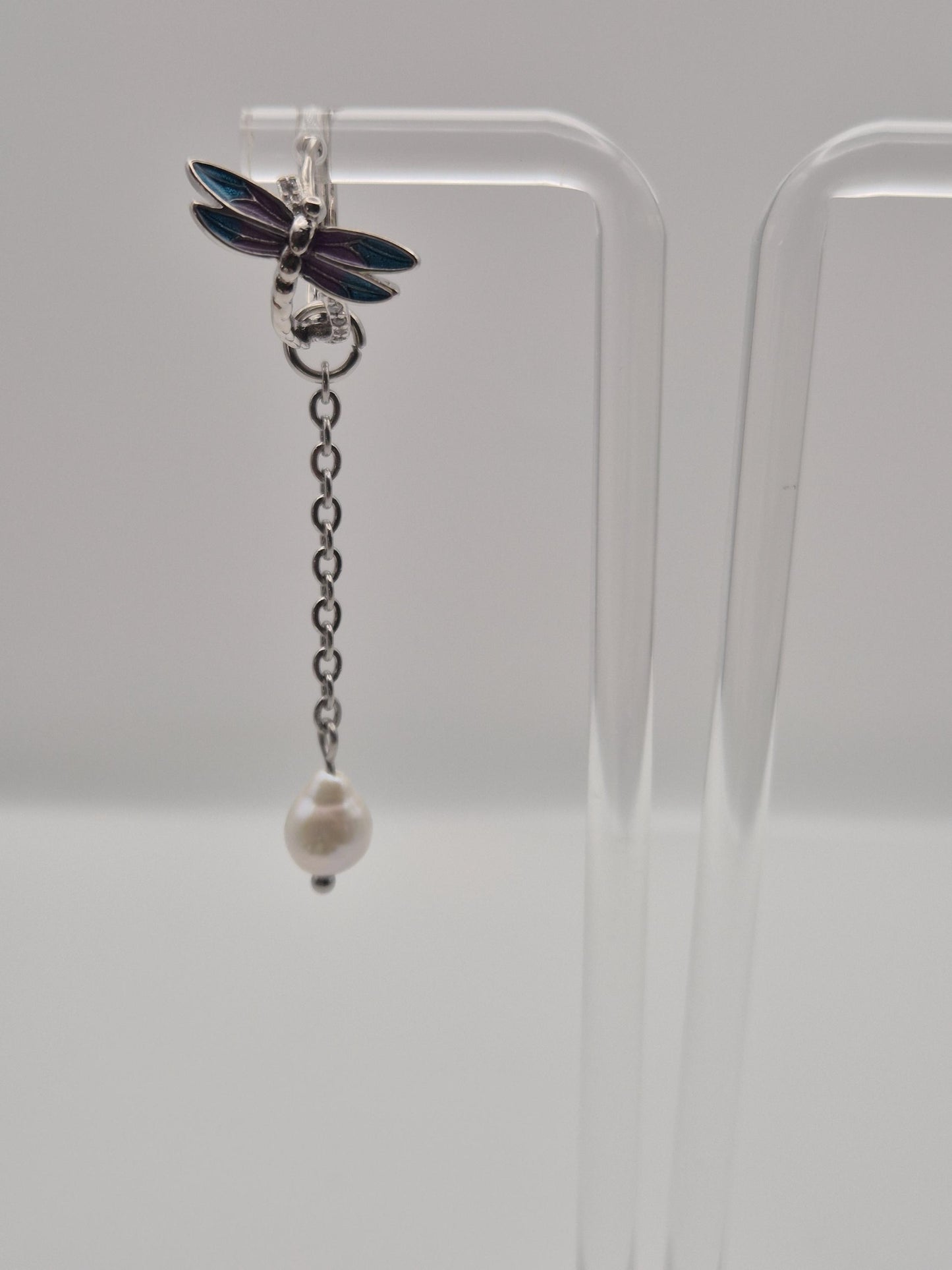 Dreaming Dragonfly Pearl Drop Hoops