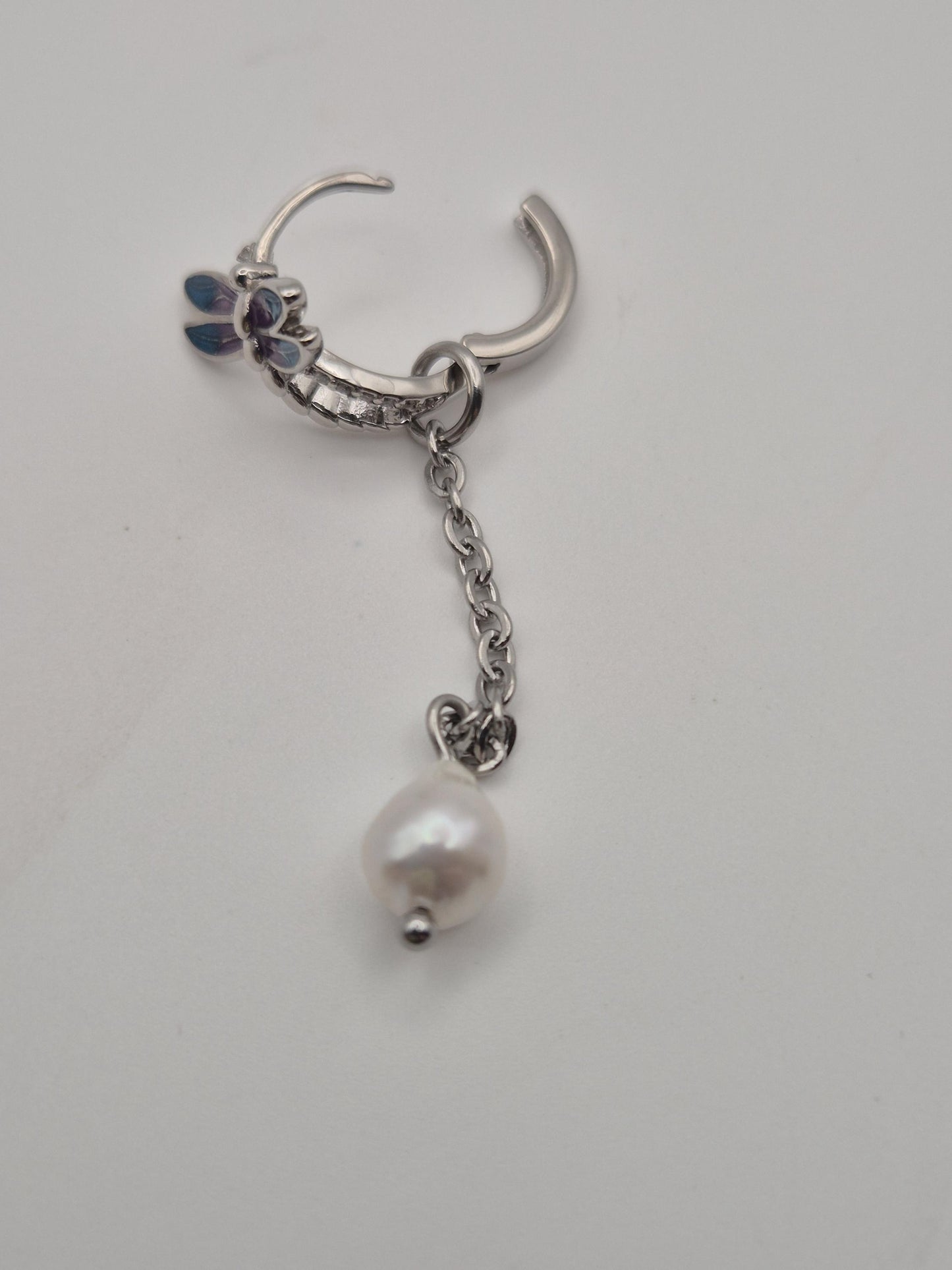 Dreaming Dragonfly Pearl Drop Hoops